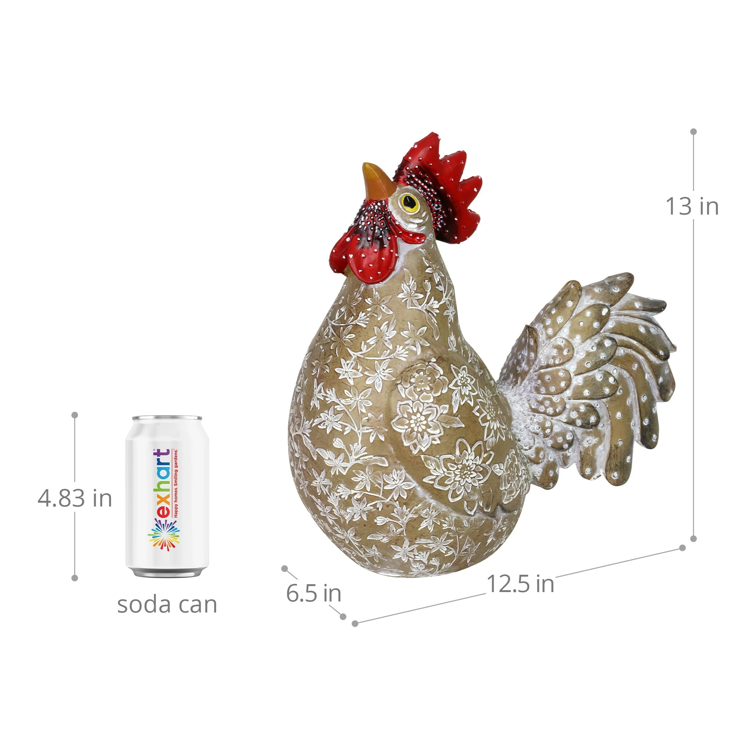 Promo βοΈ Buy 𧨠Exhart Hand Painted Brown Rooster Garden Statue, 12 Inch π βοΈ - Image 3