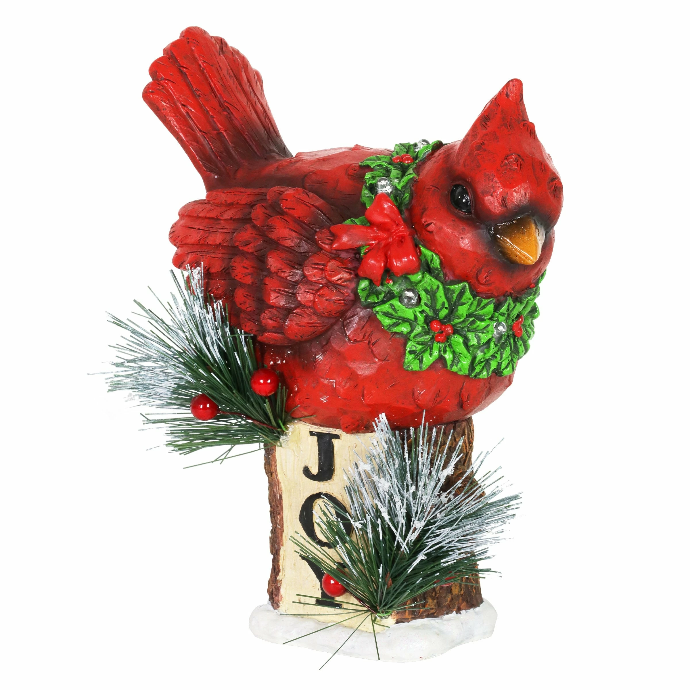 Wholesale β Best Pirce π Exhart Hand Painted π π Christmas Cardinal With LED Garland On Joy Sign Statuary With A Battery Powered Timer, 8.5 Inch π€© π - Image 6