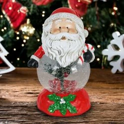 Best Pirce ⌛ Deals 😀 Exhart Hand Painted 🎅 🎄 Christmas Santa Statue With LED Glass Center And Mistletoe On A Battery Powered Timer, 7.5 Inch 🥰 😍