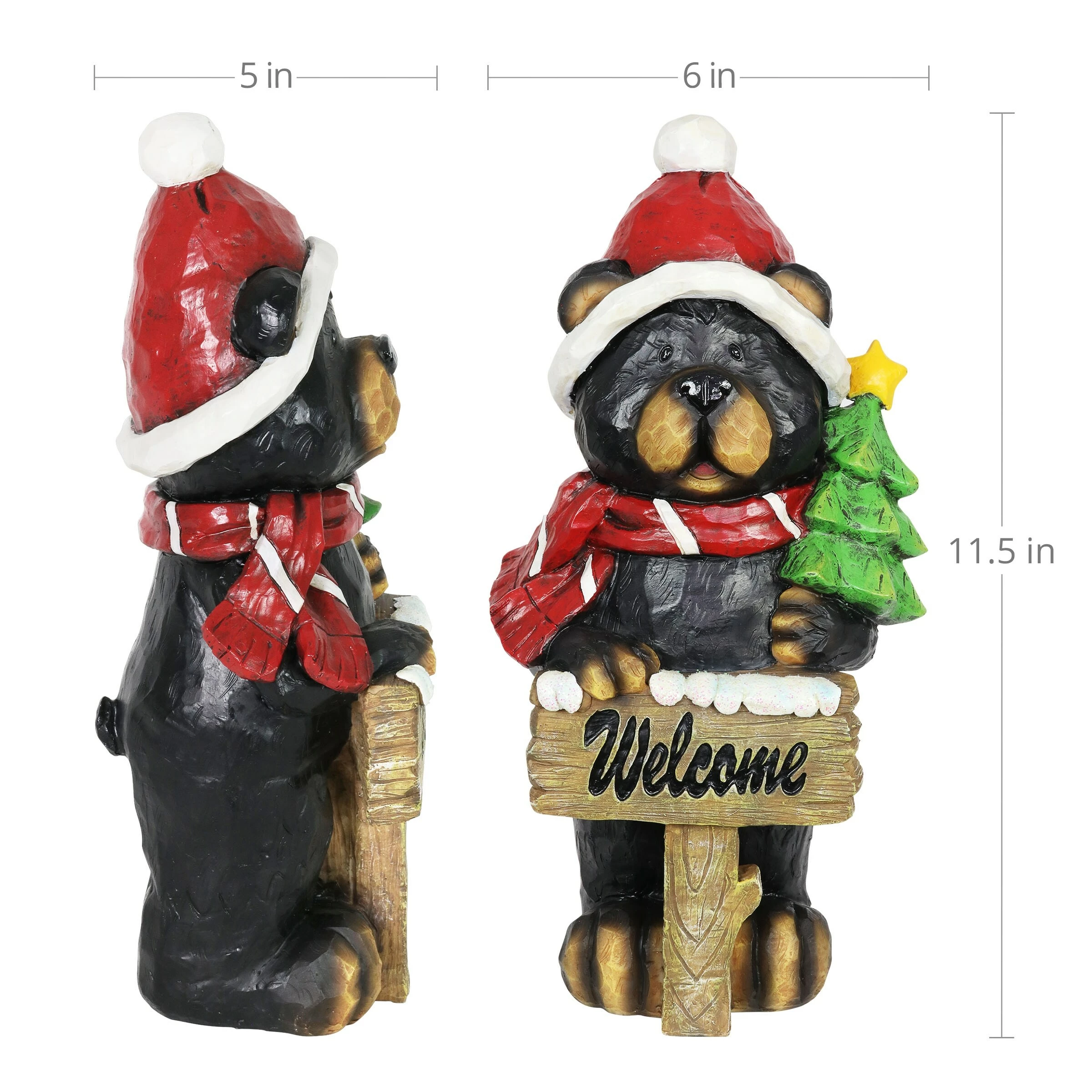 Buy π Discount β Exhart Hand Painted Holiday Bear Statue With Welcome Sign And π π Christmas Tree, 11.5 Inches 𧨠π - Image 3