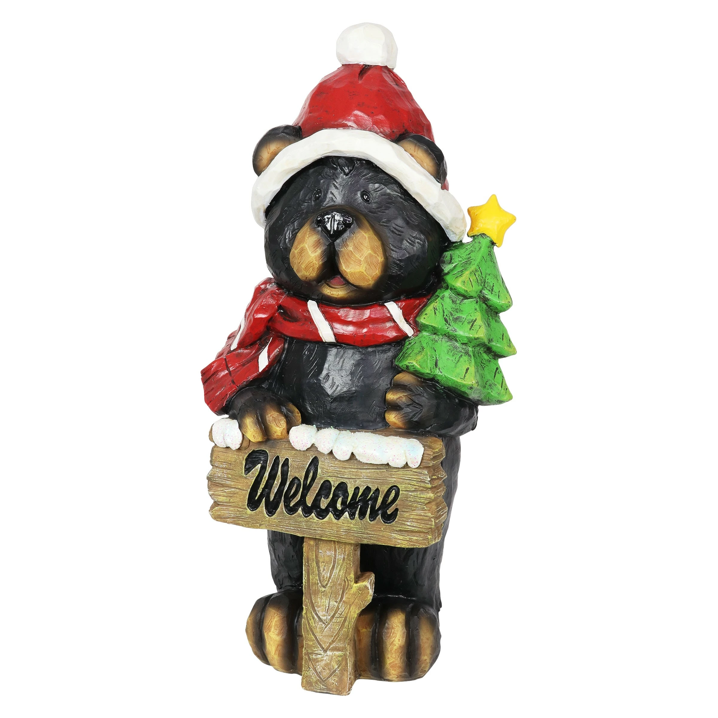 Buy π Discount β Exhart Hand Painted Holiday Bear Statue With Welcome Sign And π π Christmas Tree, 11.5 Inches 𧨠π - Image 7