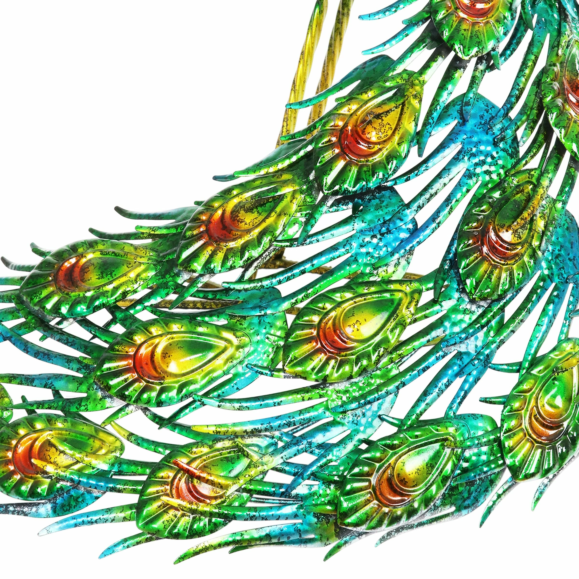 Outlet π Flash Sale π₯° Exhart Hand Painted Majestic Metal Standing Peacock Garden Statue, 15 By 24 Inches π π - Image 6