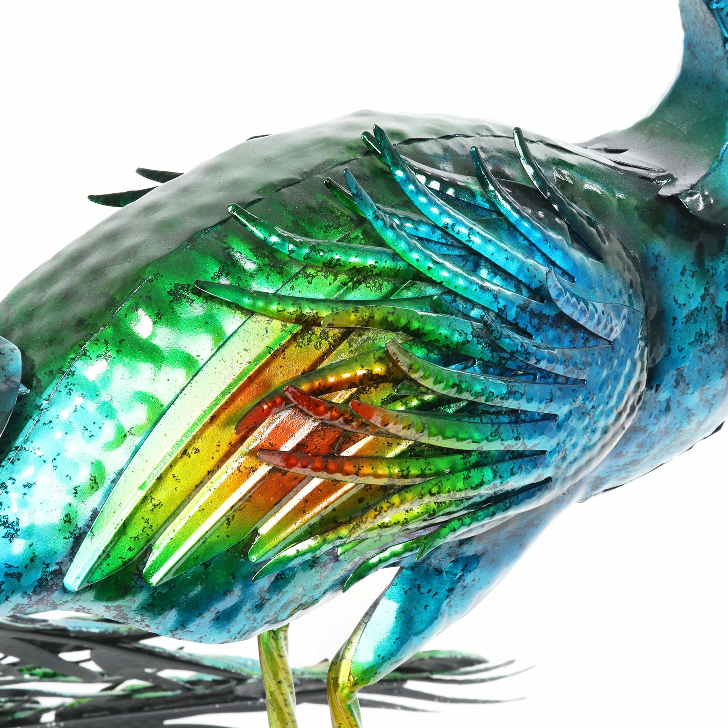 Outlet π Flash Sale π₯° Exhart Hand Painted Majestic Metal Standing Peacock Garden Statue, 15 By 24 Inches π π - Image 7