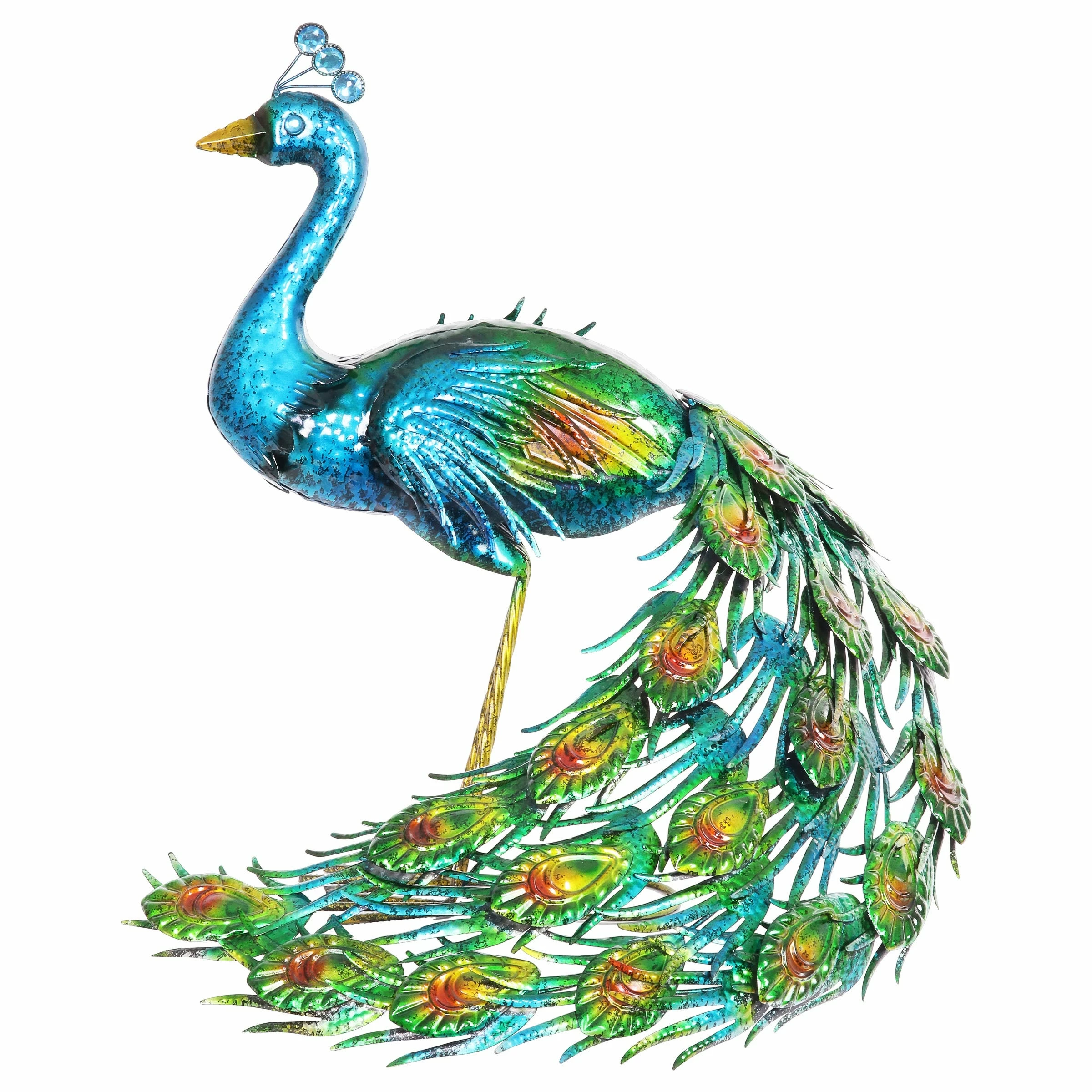 Outlet π Flash Sale π₯° Exhart Hand Painted Majestic Metal Standing Peacock Garden Statue, 15 By 24 Inches π π - Image 8