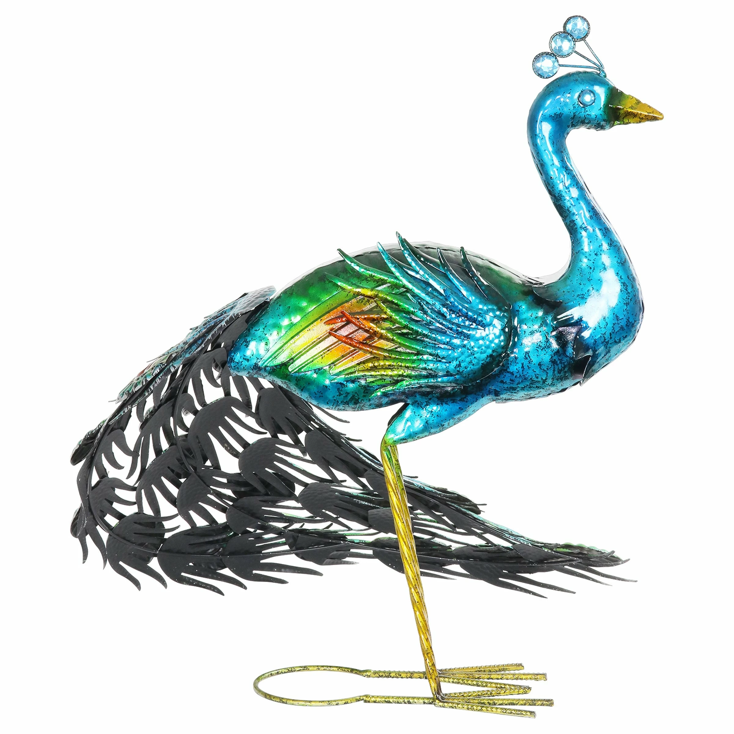 Outlet π Flash Sale π₯° Exhart Hand Painted Majestic Metal Standing Peacock Garden Statue, 15 By 24 Inches π π - Image 10