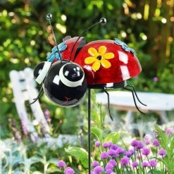 Cheap 😍 Brand new ✔️ Exhart Hand Painted Metal Ladybug Garden Stake, 8.5 By 36 Inches 🧨 😀