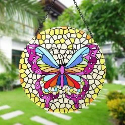 Promo 🥰 Deals ⭐ Exhart Hanging Mosaic Butterfly Suncatcher, 10 Inch 🧨 ✨