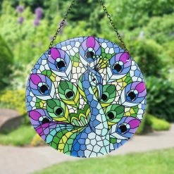 Coupon 🔥 Outlet 🔔 Exhart Hanging Mosaic Peacock Suncatcher, 10 Inch 🎉 👍