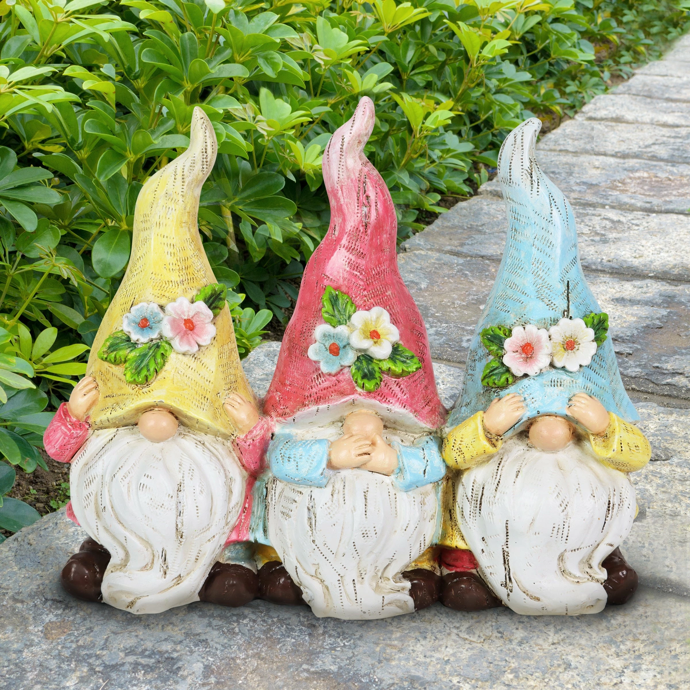 Flash Sale 𧨠Flash Sale π Exhart Hear No, Speak No, See No Evil Pastel Garden Gnomes Statuary, 7.5 By 6.5 Inches π€© π - Image 2