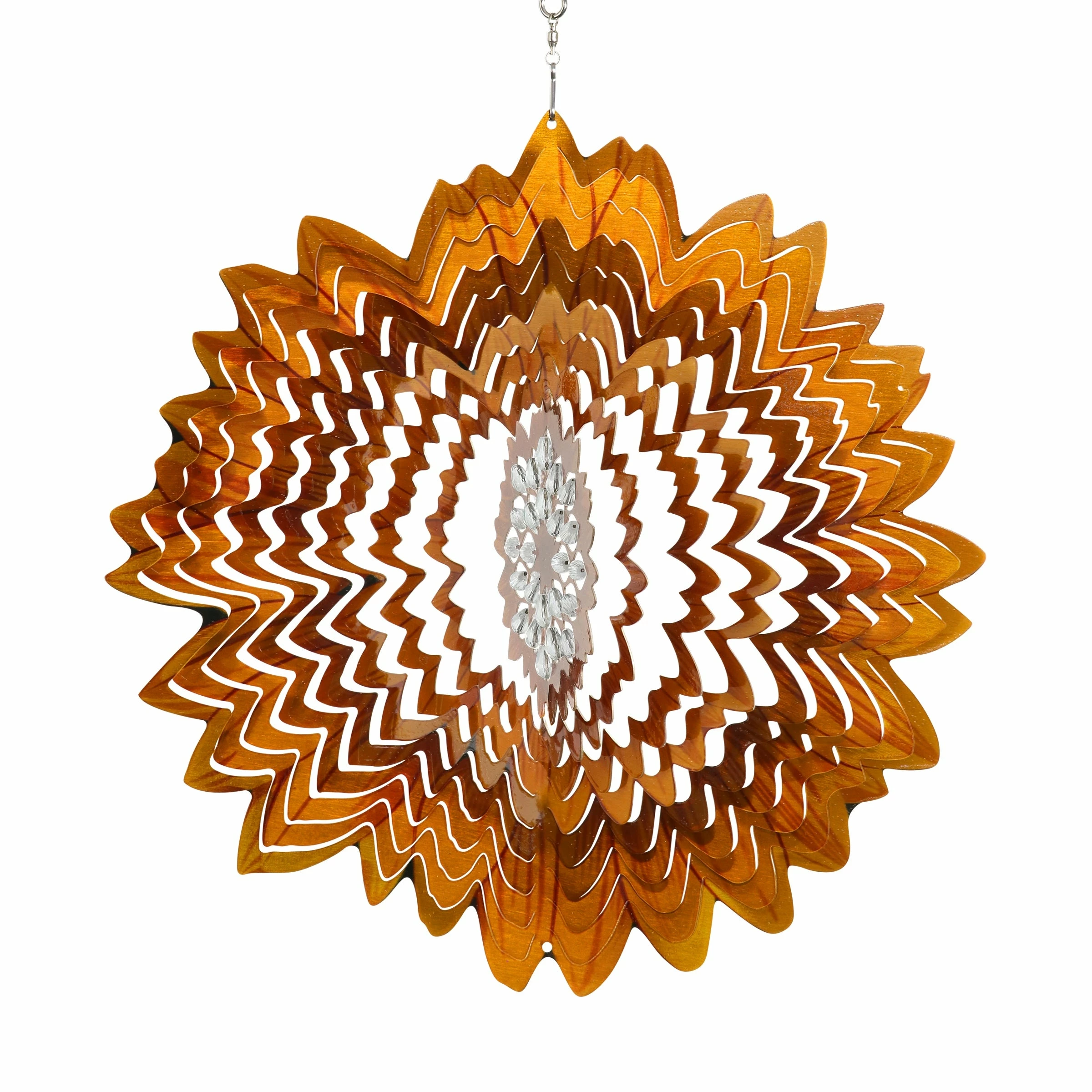 Promo π Outlet π Exhart Laser Cut Hanging Wind Spinner With Bead Details, 12 Inch Orange π₯° π - Image 13