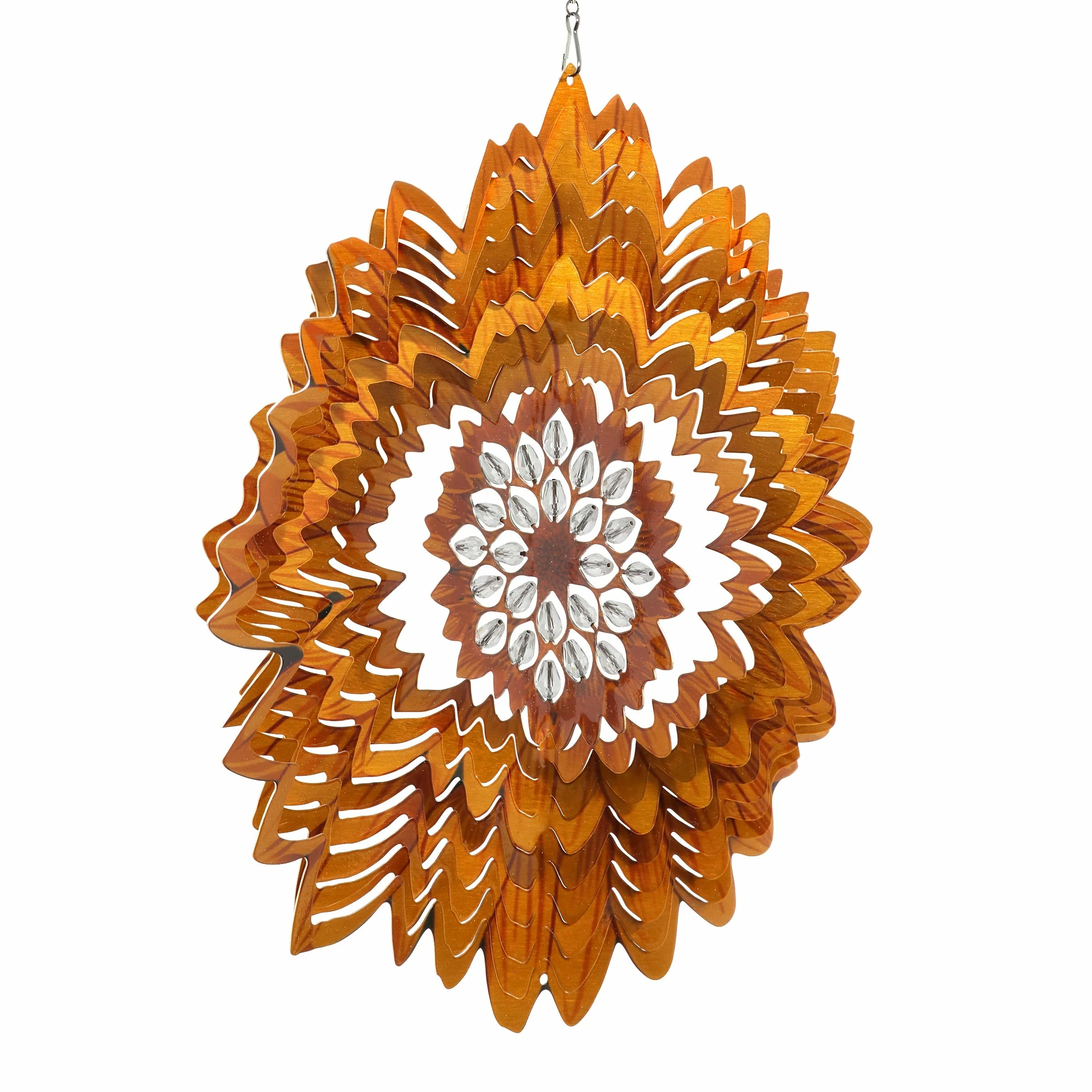 Promo π Outlet π Exhart Laser Cut Hanging Wind Spinner With Bead Details, 12 Inch Orange π₯° π - Image 14