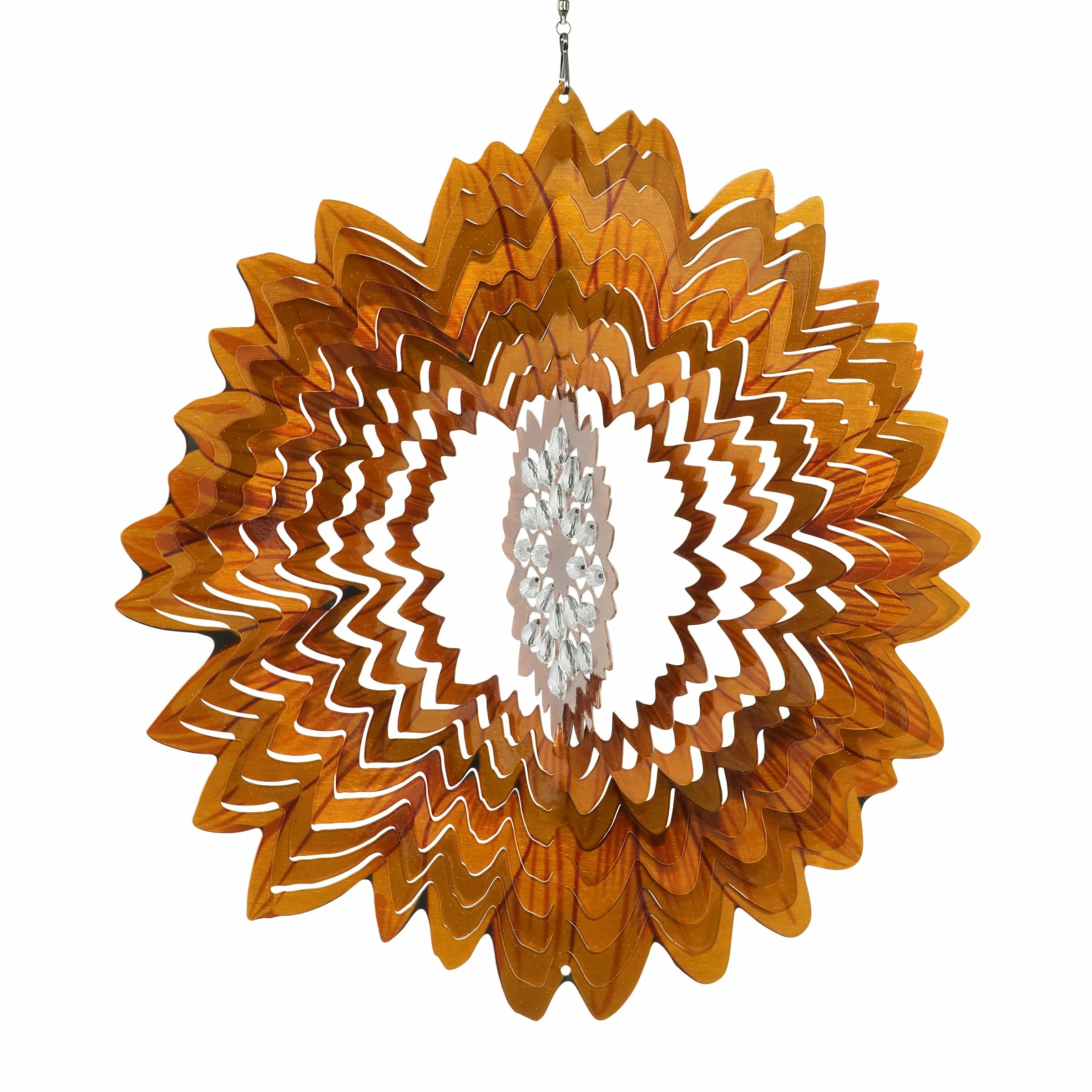 Promo π Outlet π Exhart Laser Cut Hanging Wind Spinner With Bead Details, 12 Inch Orange π₯° π - Image 15