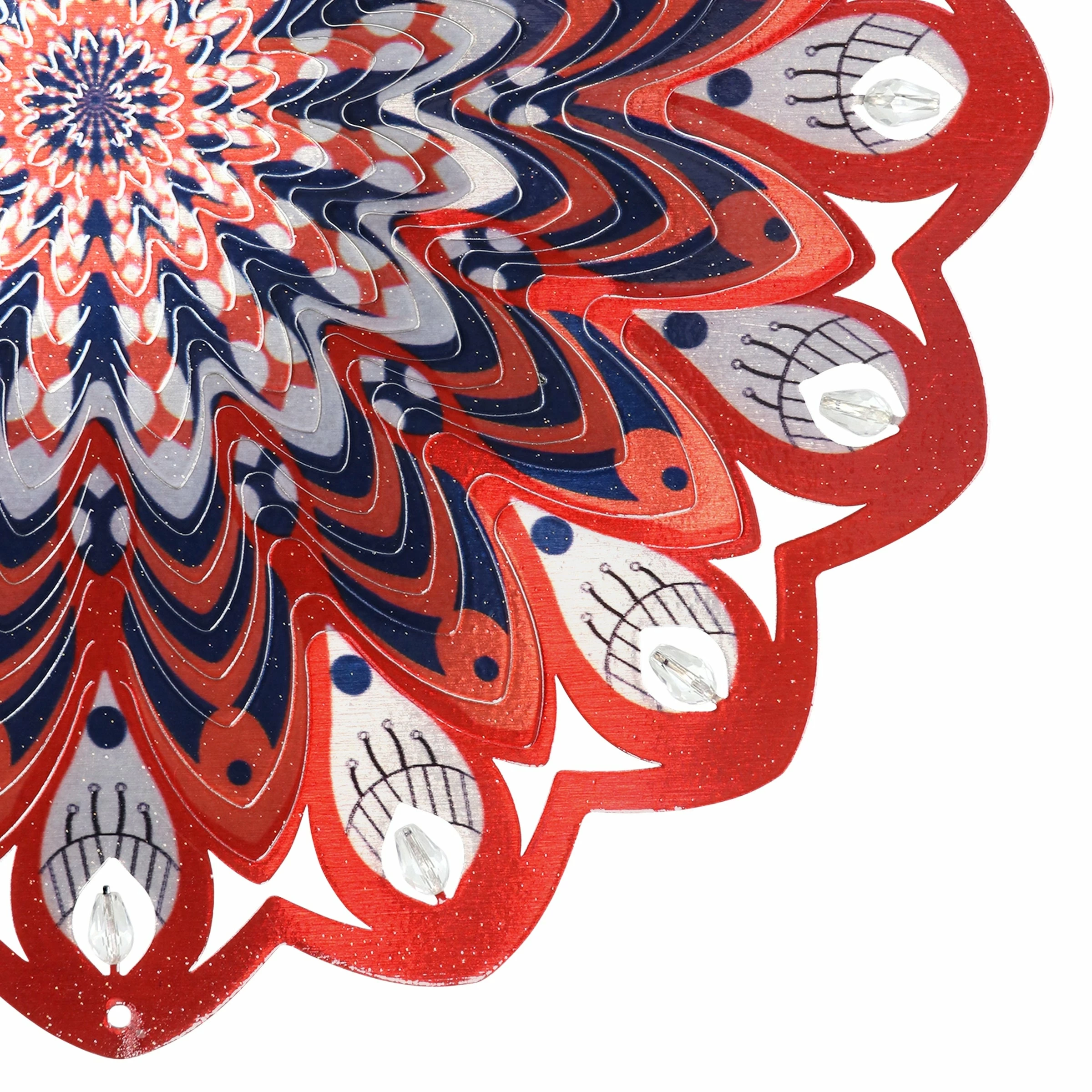 Promo π Outlet π Exhart Laser Cut Hanging Wind Spinner With Bead Details, 12 Inch Orange π₯° π - Image 3