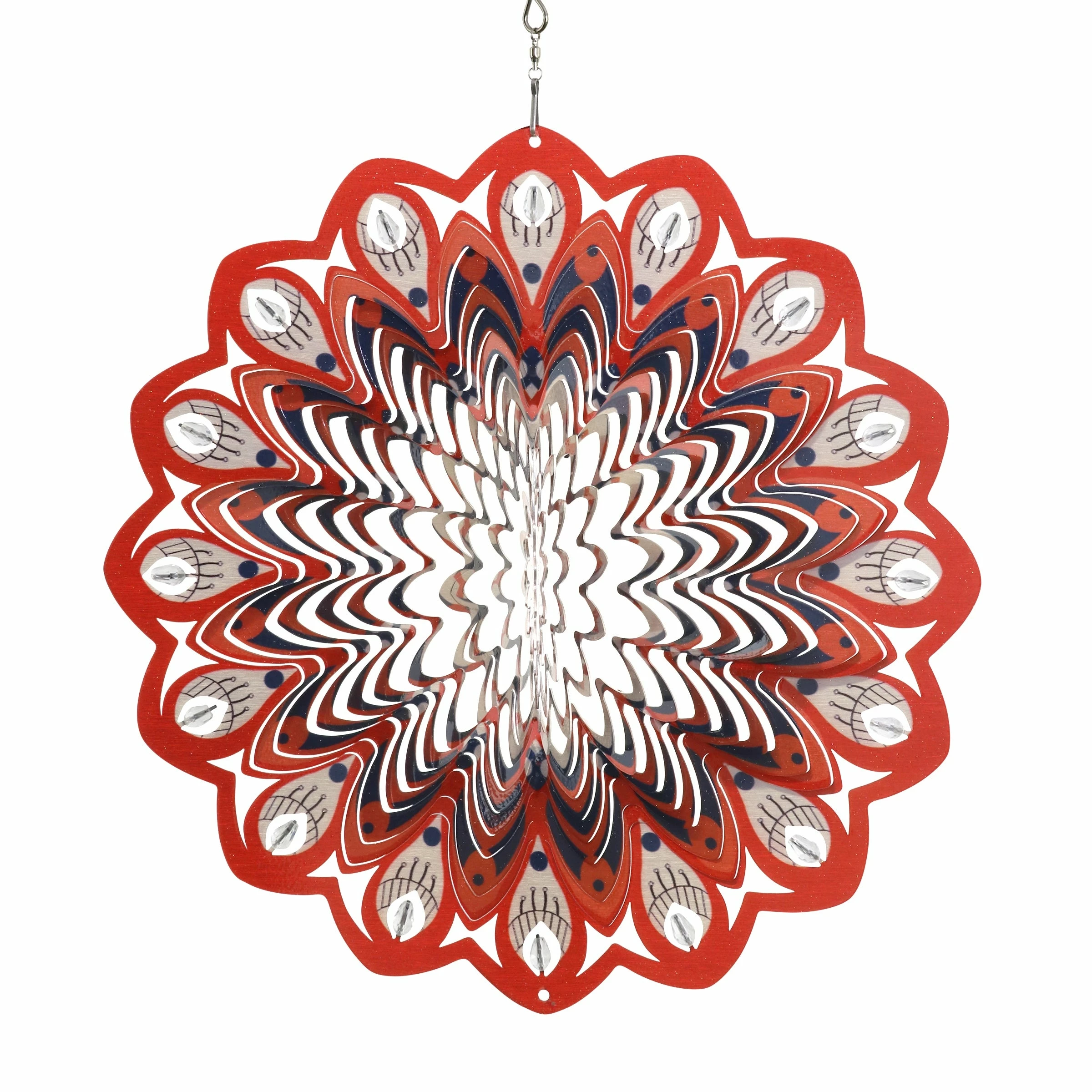 Promo π Outlet π Exhart Laser Cut Hanging Wind Spinner With Bead Details, 12 Inch Orange π₯° π - Image 4