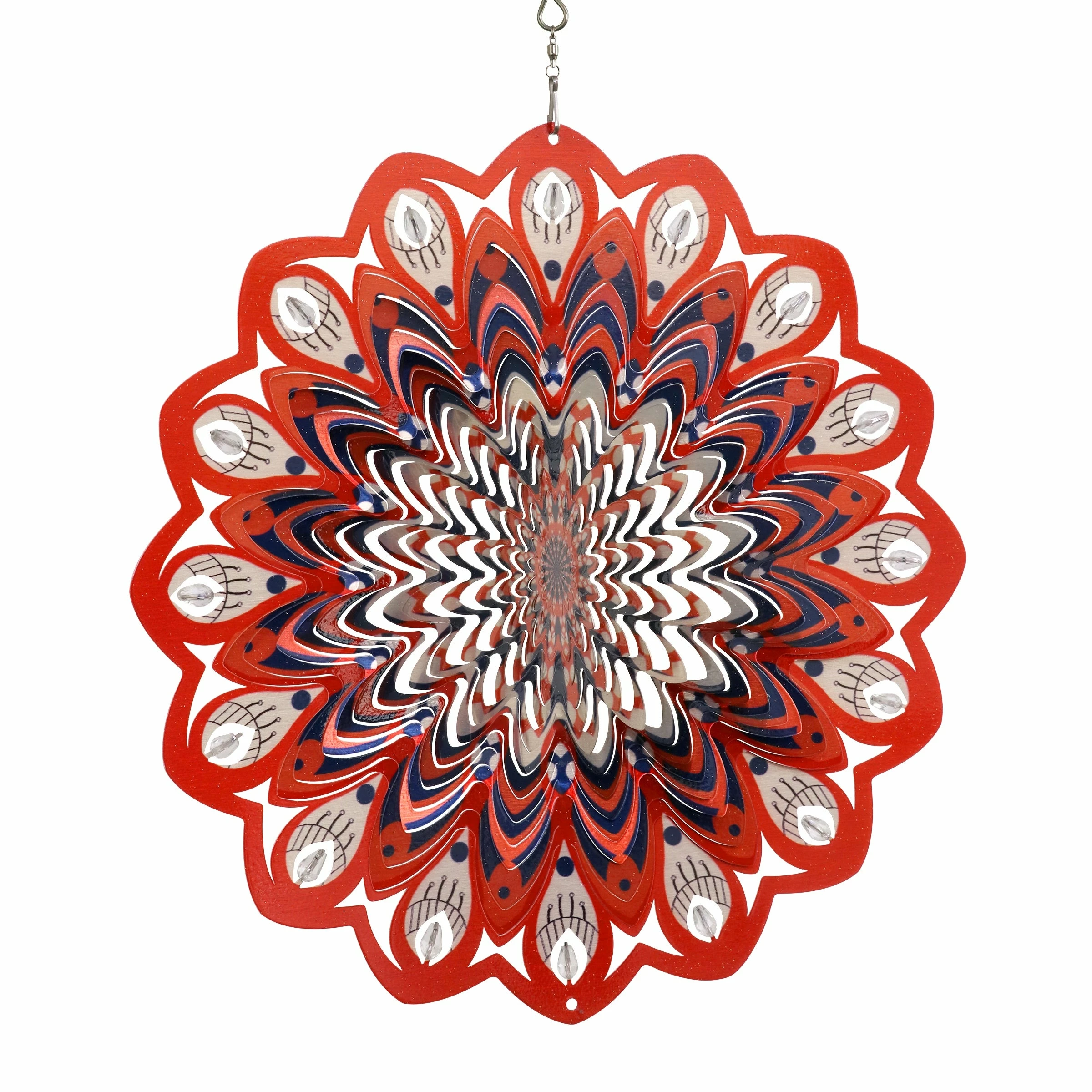 Promo π Outlet π Exhart Laser Cut Hanging Wind Spinner With Bead Details, 12 Inch Orange π₯° π - Image 5