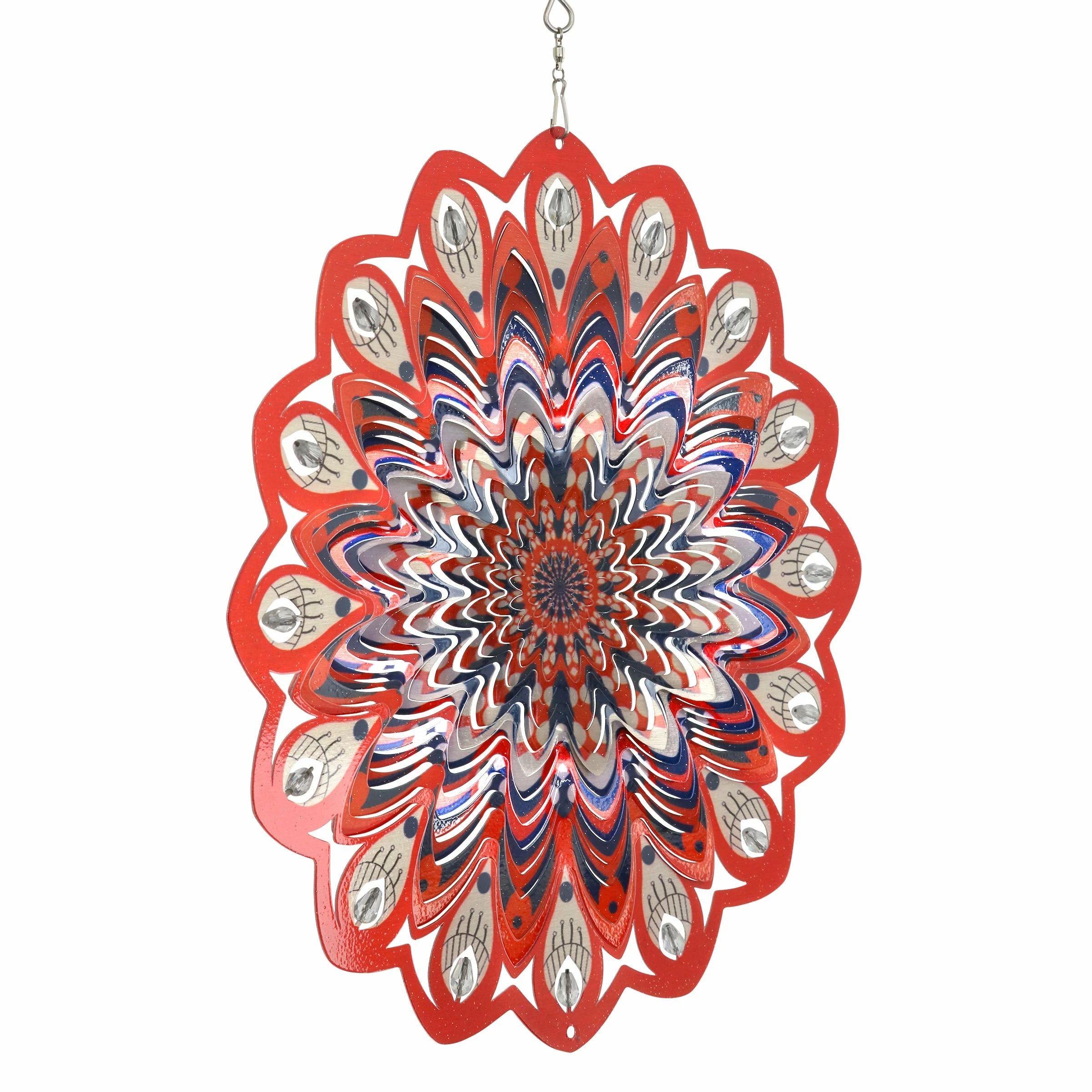 Promo π Outlet π Exhart Laser Cut Hanging Wind Spinner With Bead Details, 12 Inch Orange π₯° π - Image 6