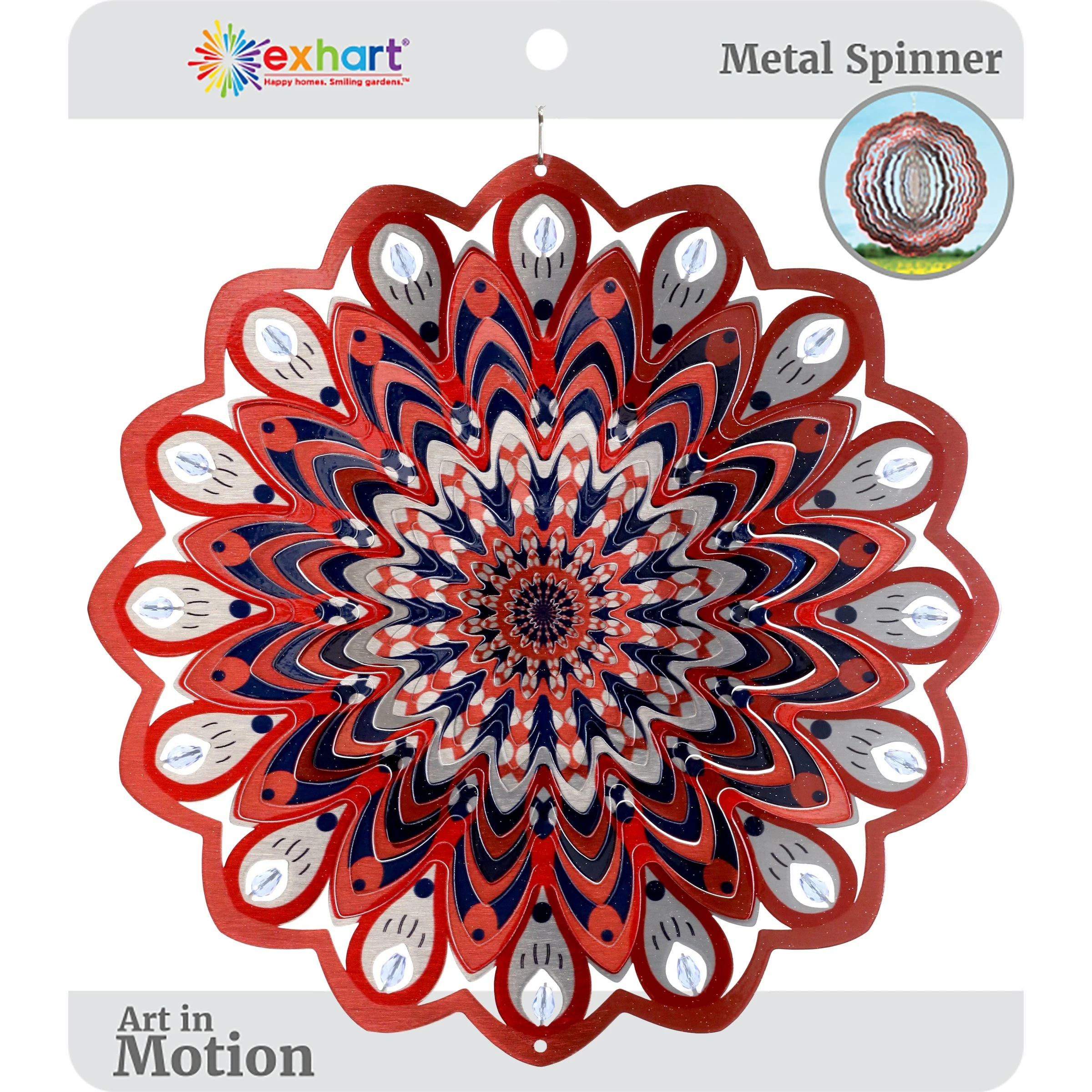 Promo π Outlet π Exhart Laser Cut Hanging Wind Spinner With Bead Details, 12 Inch Orange π₯° π - Image 7