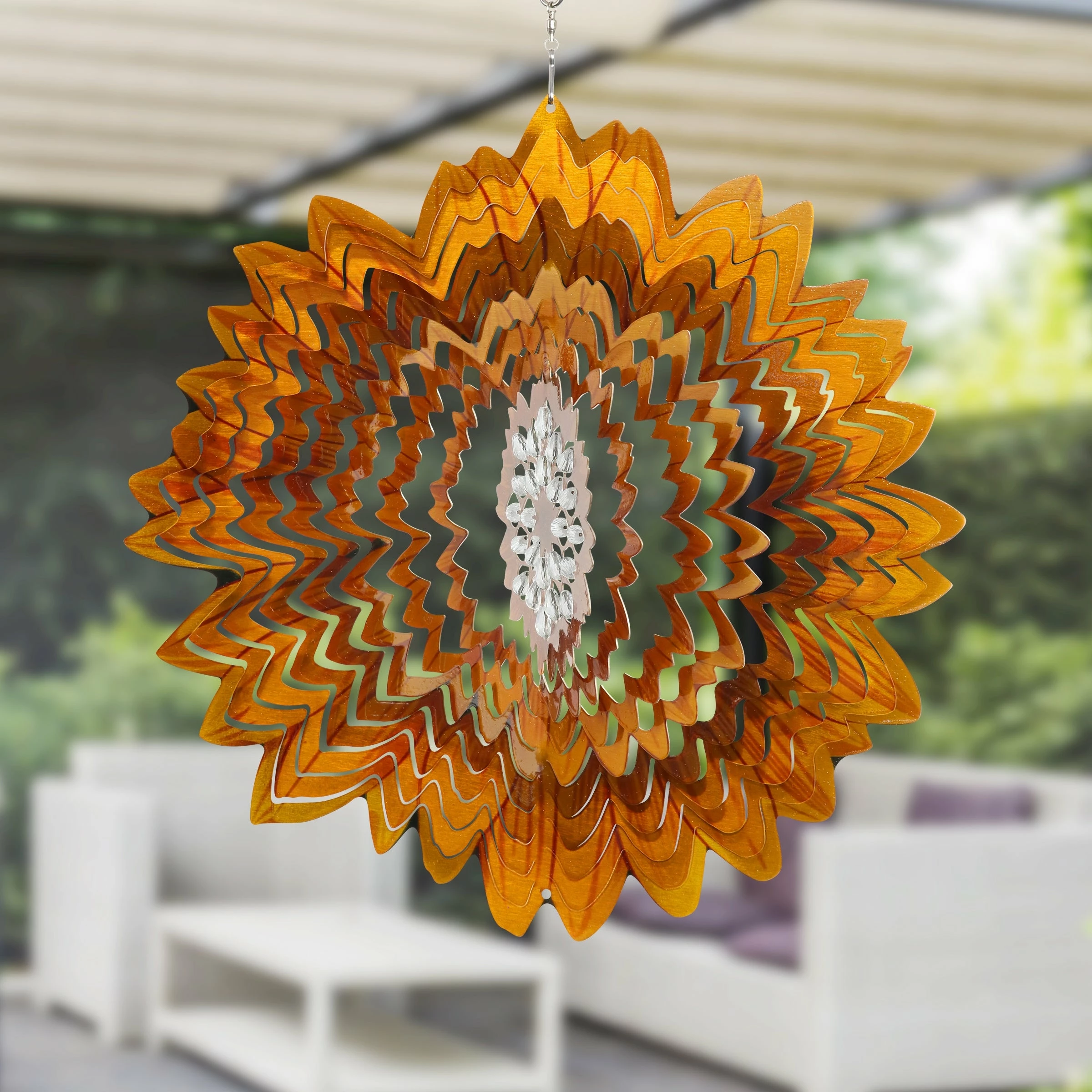 Promo π Outlet π Exhart Laser Cut Hanging Wind Spinner With Bead Details, 12 Inch Orange π₯° π - Image 10