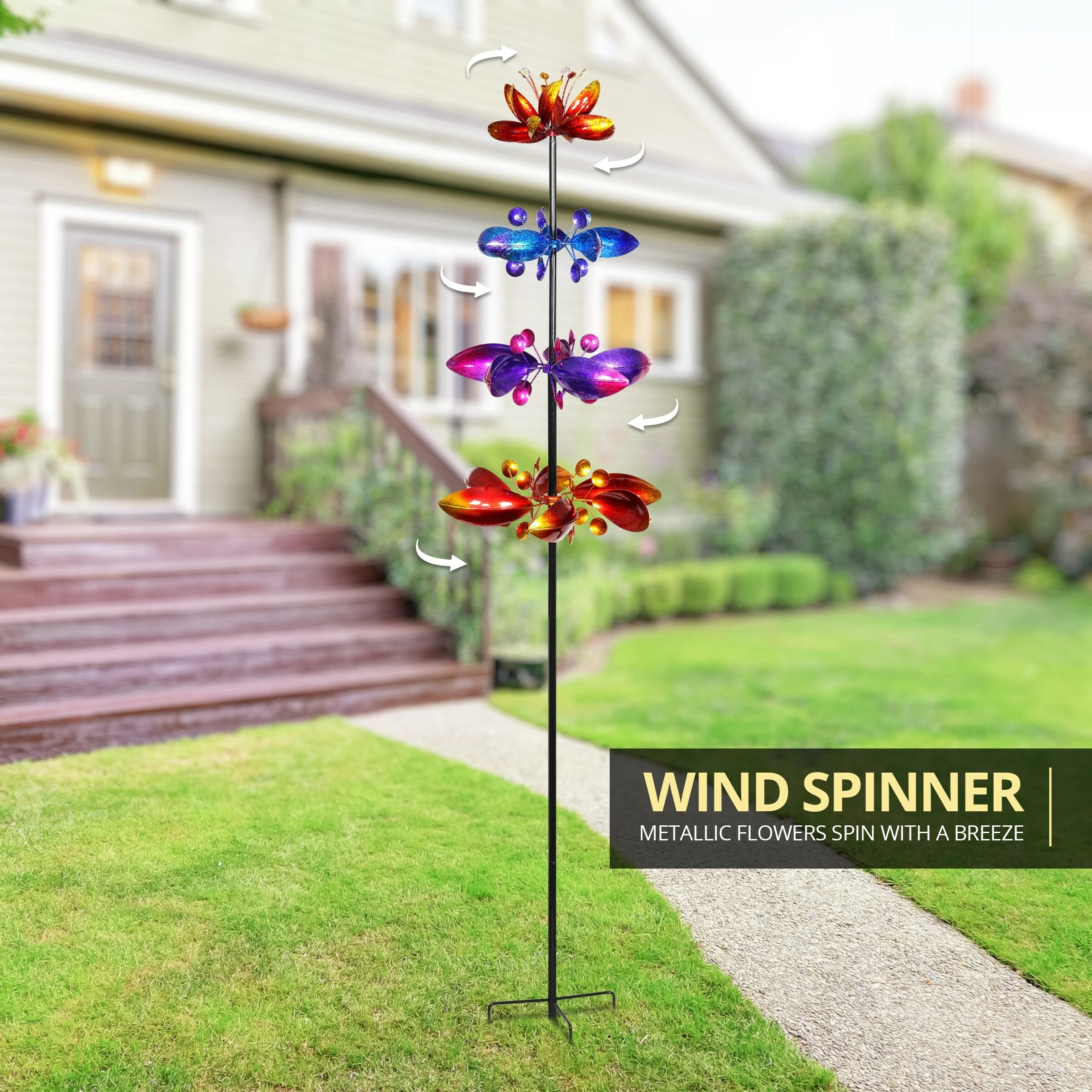 Cheap π₯ Budget 𧨠Exhart Lotus Flower Wind Spinner Garden Stake With Four Metallic Flowers, 17 By 76 Inches π π - Image 11