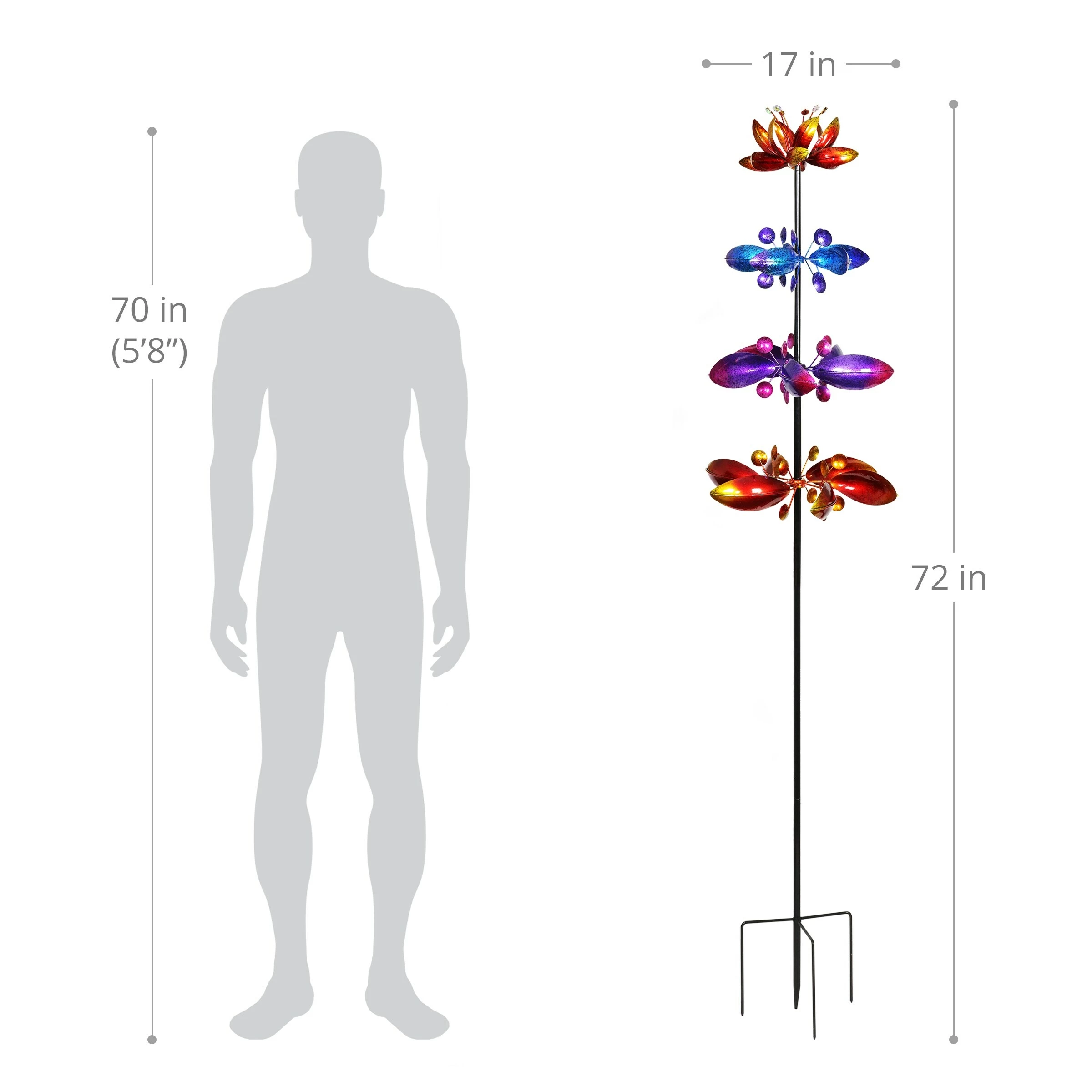 Cheap π₯ Budget 𧨠Exhart Lotus Flower Wind Spinner Garden Stake With Four Metallic Flowers, 17 By 76 Inches π π - Image 3