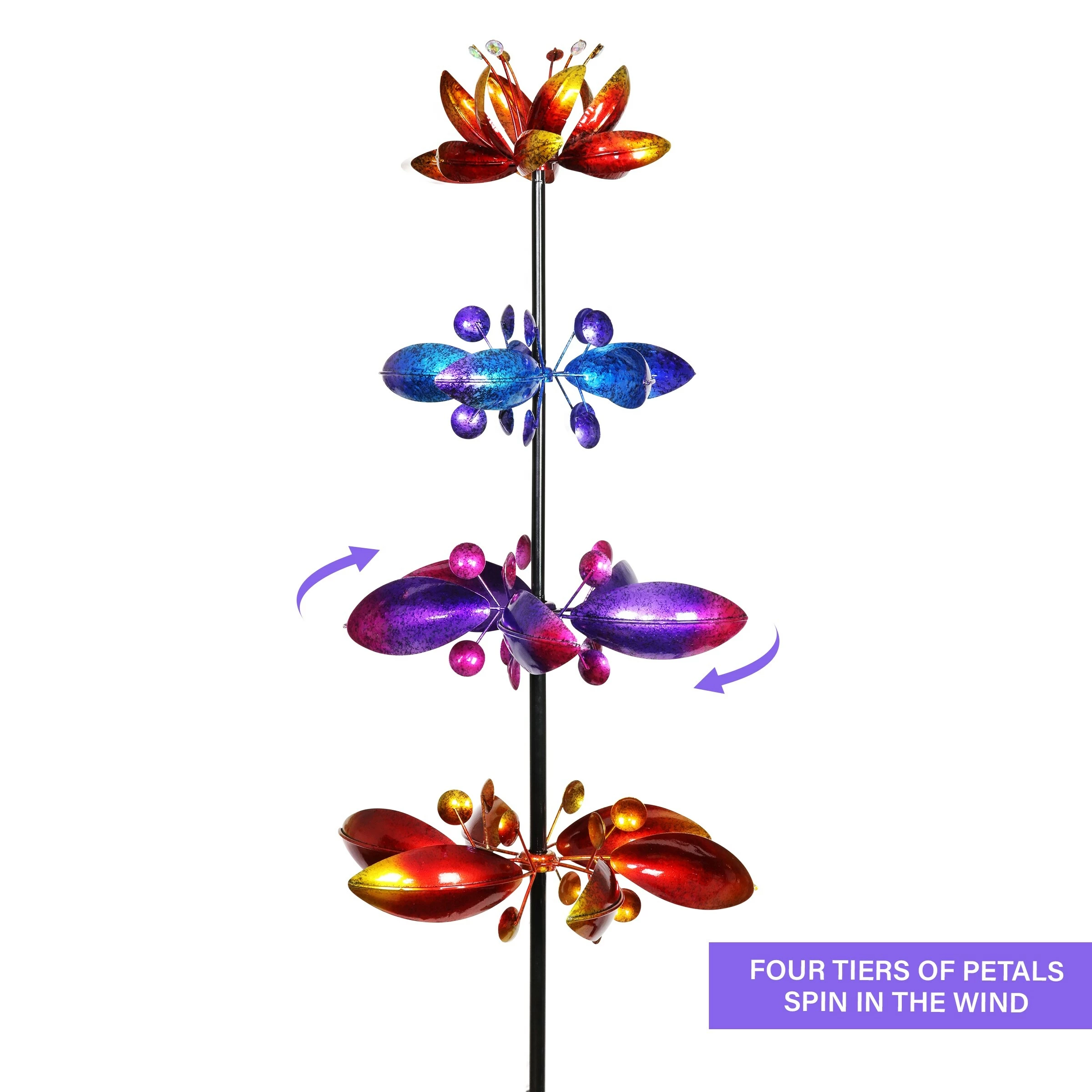 Cheap π₯ Budget 𧨠Exhart Lotus Flower Wind Spinner Garden Stake With Four Metallic Flowers, 17 By 76 Inches π π - Image 8