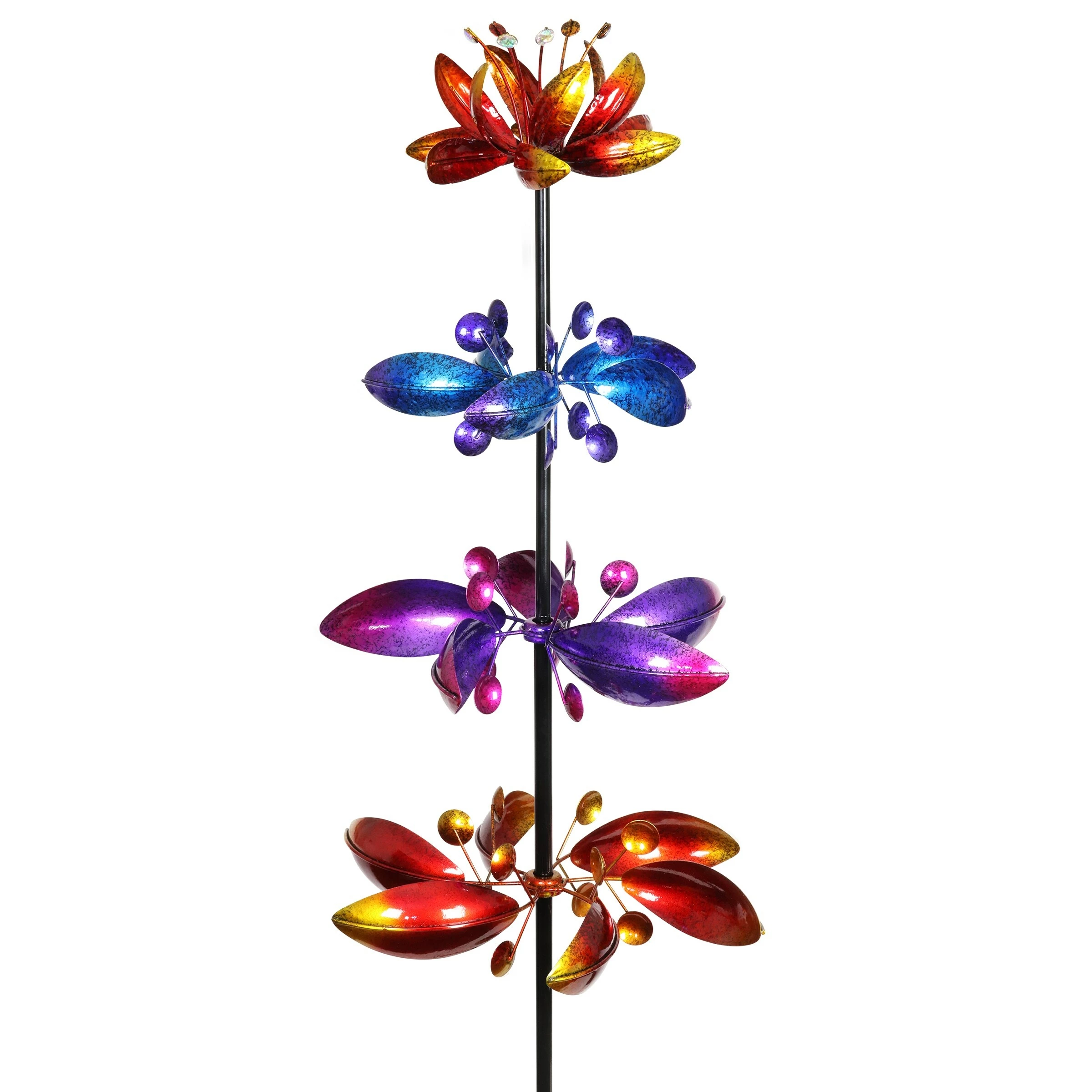 Cheap π₯ Budget 𧨠Exhart Lotus Flower Wind Spinner Garden Stake With Four Metallic Flowers, 17 By 76 Inches π π - Image 9