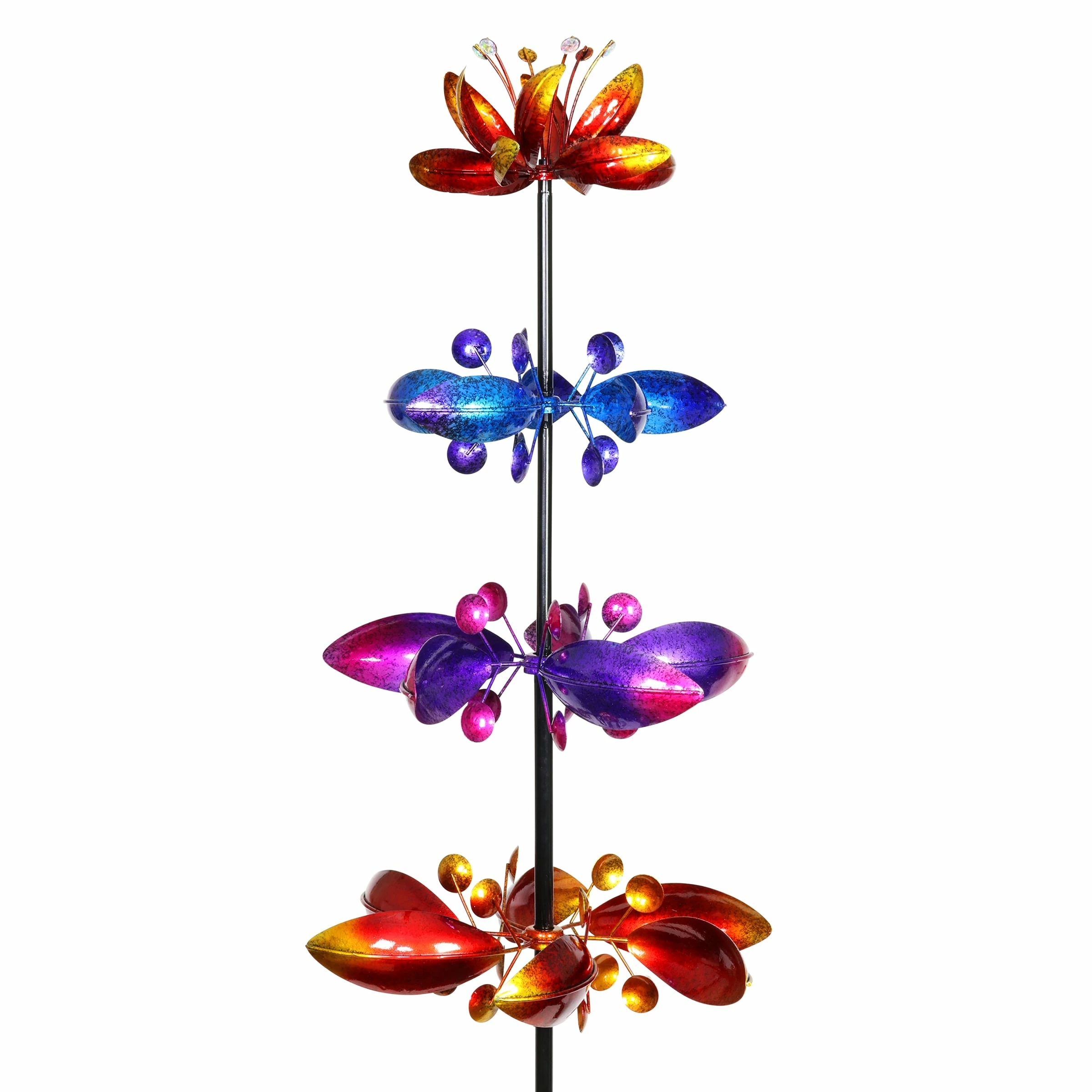 Cheap π₯ Budget 𧨠Exhart Lotus Flower Wind Spinner Garden Stake With Four Metallic Flowers, 17 By 76 Inches π π