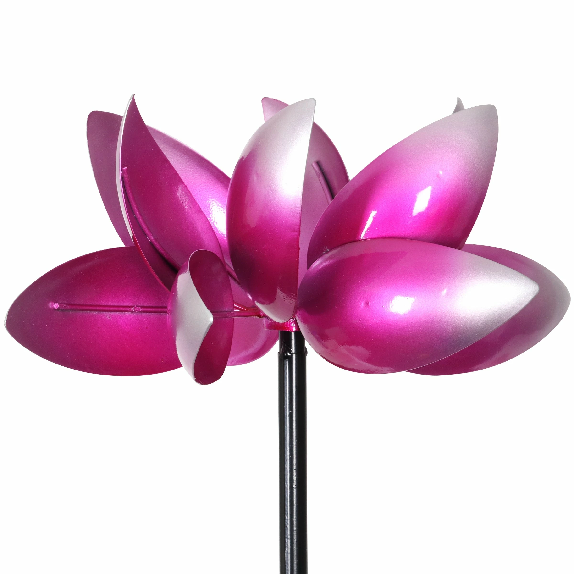 Best deal 𧨠Wholesale π― Exhart Lotus Flower Wind Spinner Garden Stake With Four Metallic Flowers, 20 By 92 Inches π β - Image 4
