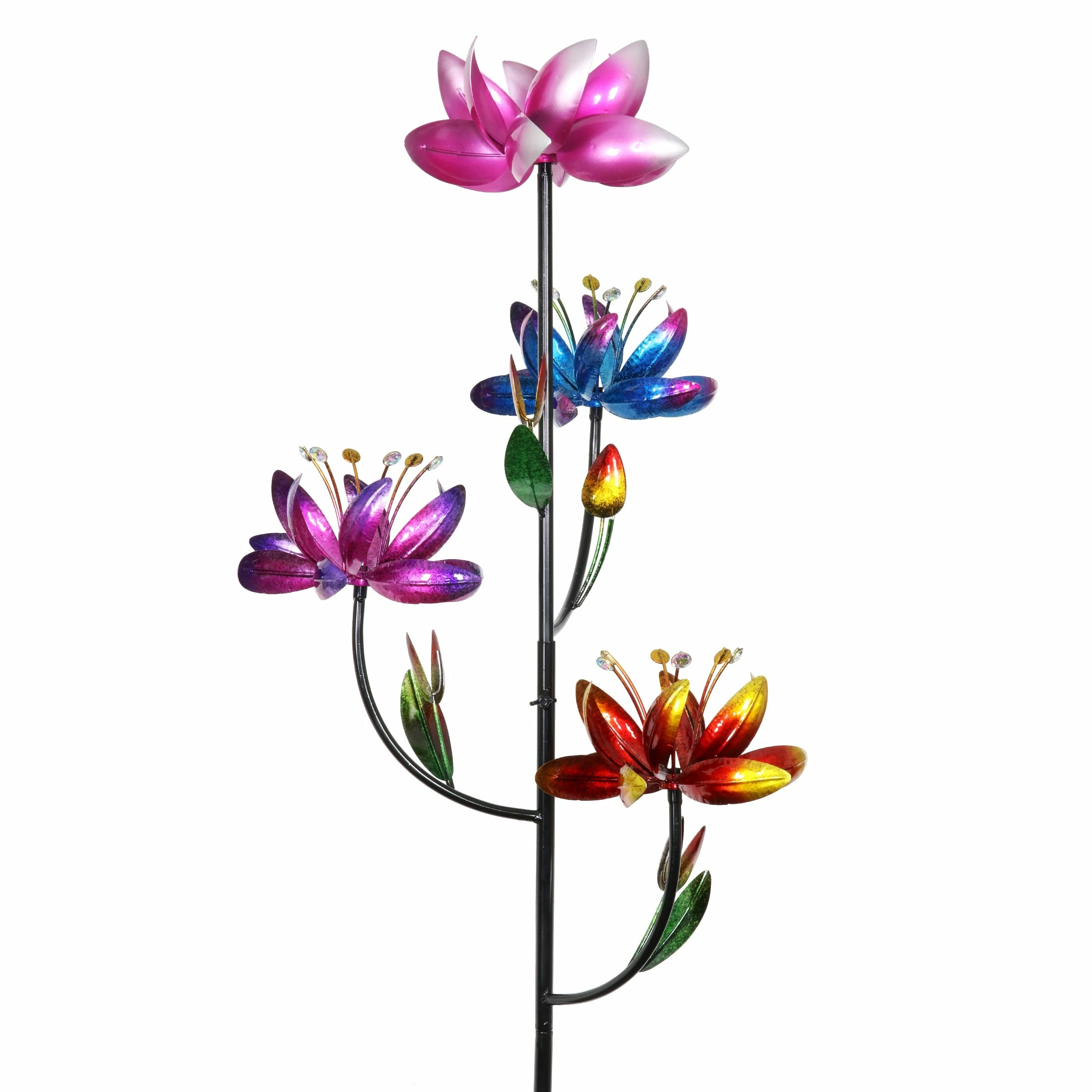 Best deal 𧨠Wholesale π― Exhart Lotus Flower Wind Spinner Garden Stake With Four Metallic Flowers, 20 By 92 Inches π β - Image 8