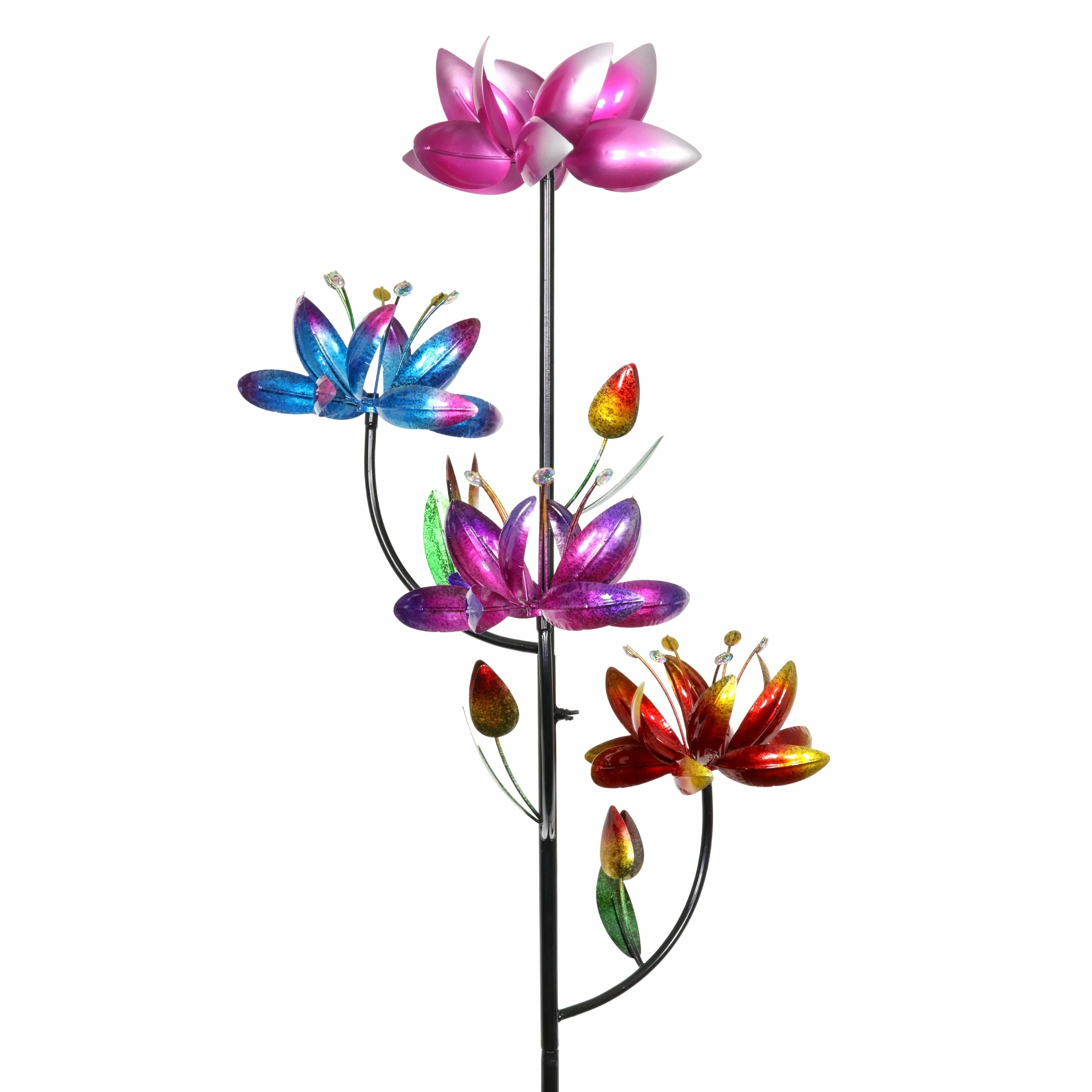 Best deal 𧨠Wholesale π― Exhart Lotus Flower Wind Spinner Garden Stake With Four Metallic Flowers, 20 By 92 Inches π β - Image 9