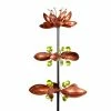 Brand new ❤️ Best Sale 🎁 Exhart Lotus Flower Wind Spinner Garden Stake With Three Metallic Flowers Multi 👏 ❤️