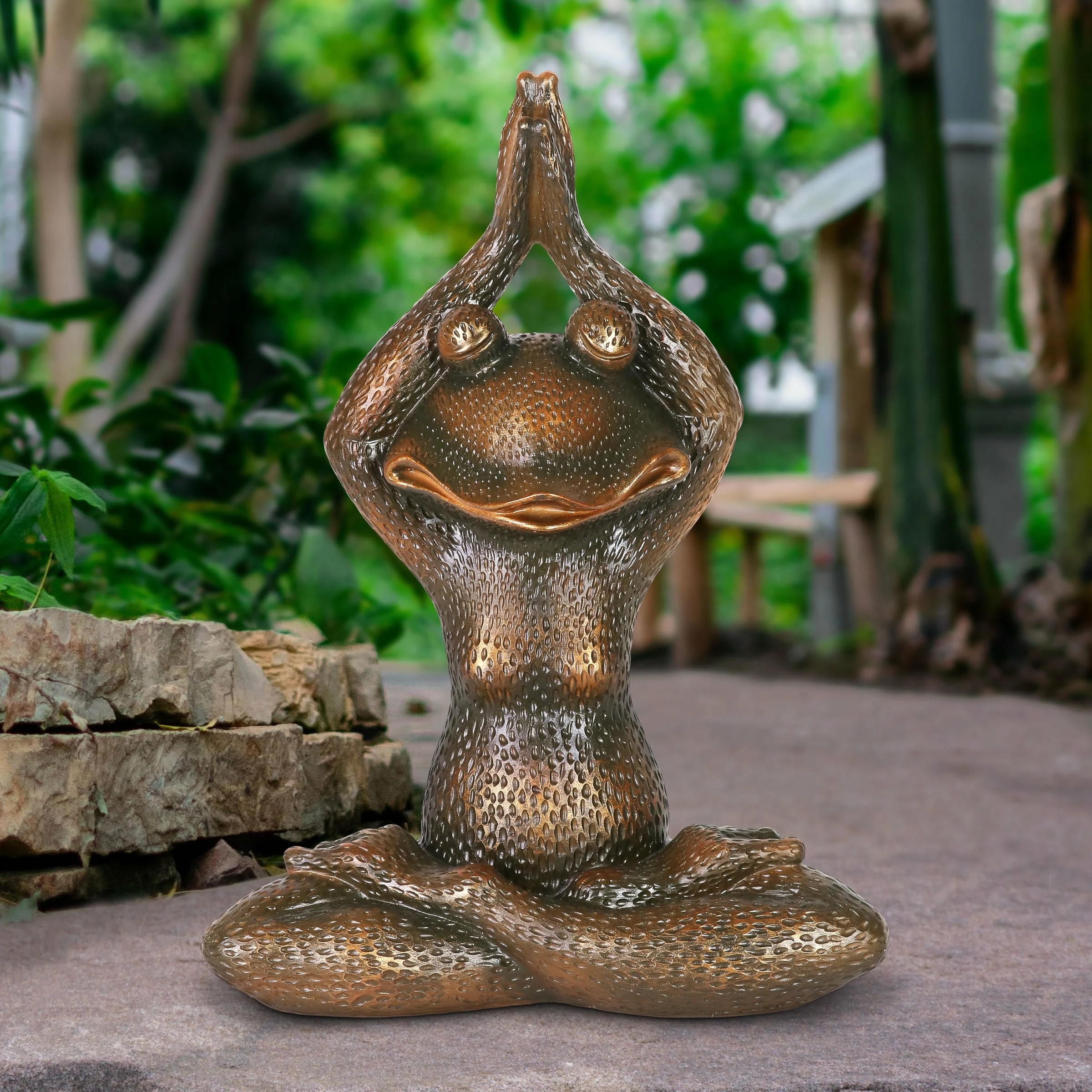 Outlet π Best Sale π Exhart Meditating Bronze Yoga Frog Garden Statue, 17 Inch π π₯°