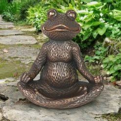 Discount 🎁 Budget 🌟 Exhart Meditating Yoga Frog Bird Feeder Or Decorative Bowl In Bronze Finish, 16 Inch 👏 🤩