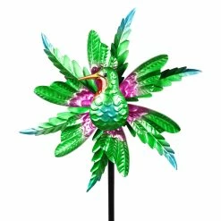 Best Sale 🤩 Promo 🧨 Exhart Metallic Green Kinetic Hummingbird Garden Stake With Double Spinning Feathers, 19 By 63 Inches 🎉 😍
