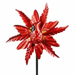 Outlet 🎁 Cheap 🔥 Exhart Metallic Red Cardinal Kinetic Garden Stake With Double Spinning Feathers, 19 By 63 Inches 👏 🎉