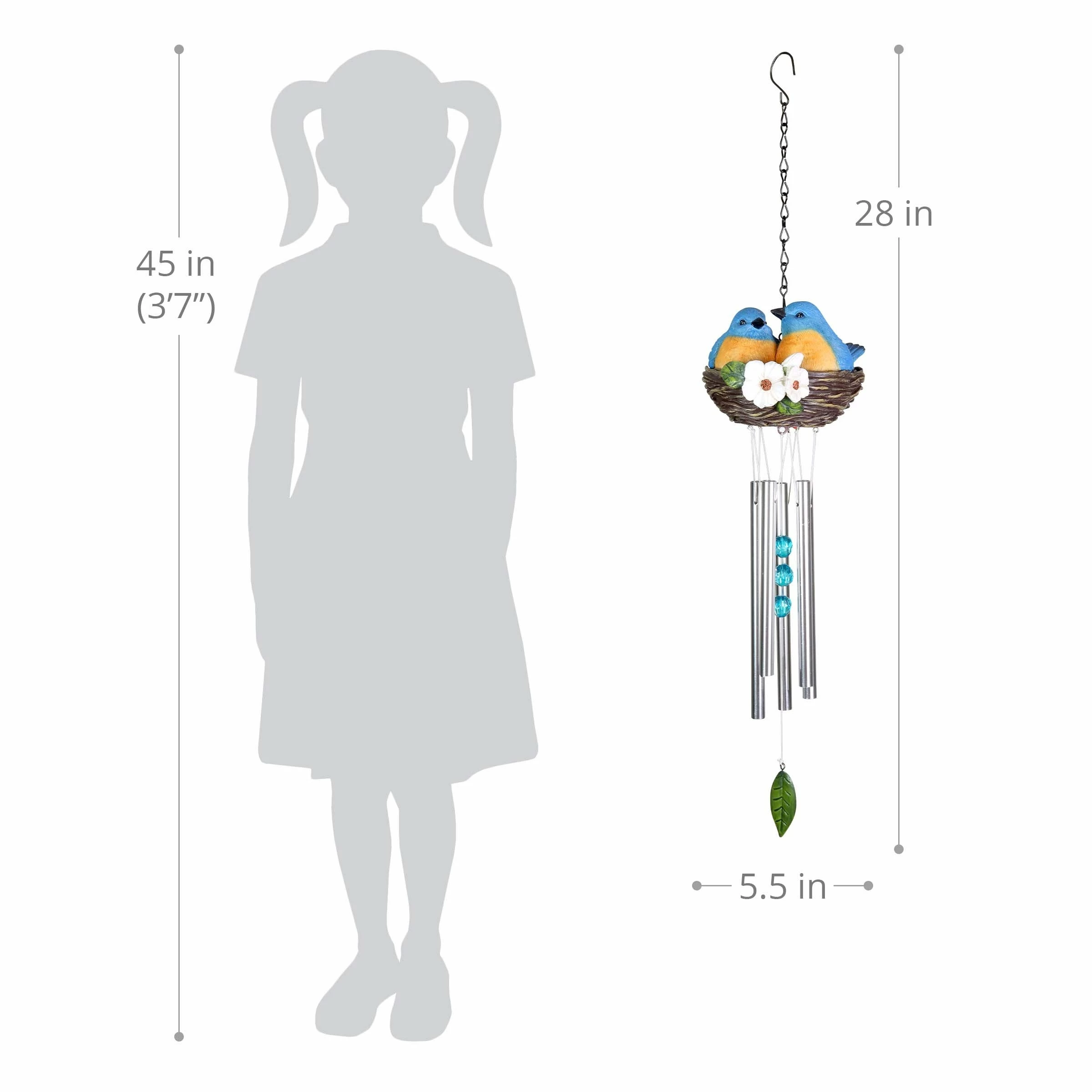 Best reviews of π Top 10 π€© Exhart Nesting Blue Birds With Flowers Hand Painted Resin Hanging Wind Chime, 6 By 28 Inches β¨ π€© - Image 3