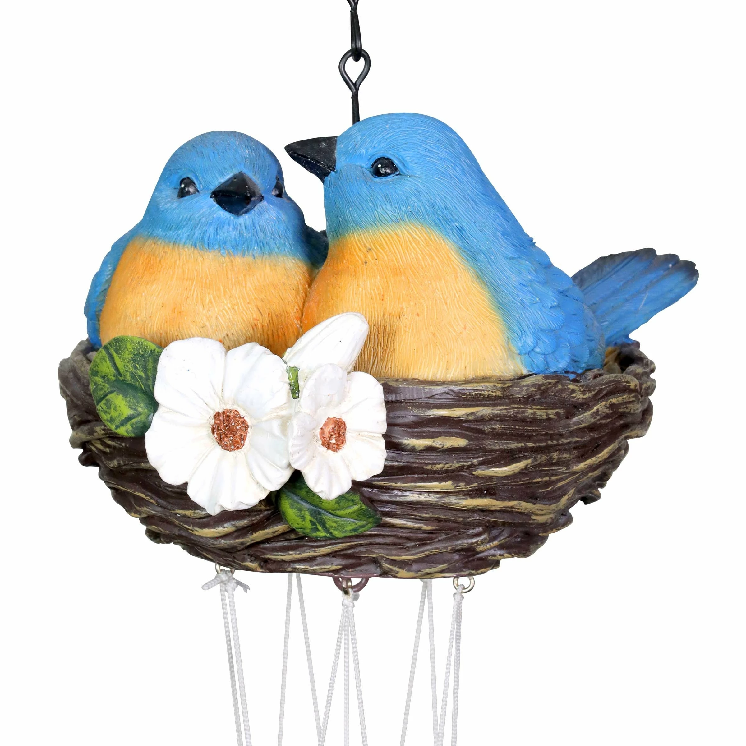 Best reviews of π Top 10 π€© Exhart Nesting Blue Birds With Flowers Hand Painted Resin Hanging Wind Chime, 6 By 28 Inches β¨ π€© - Image 4