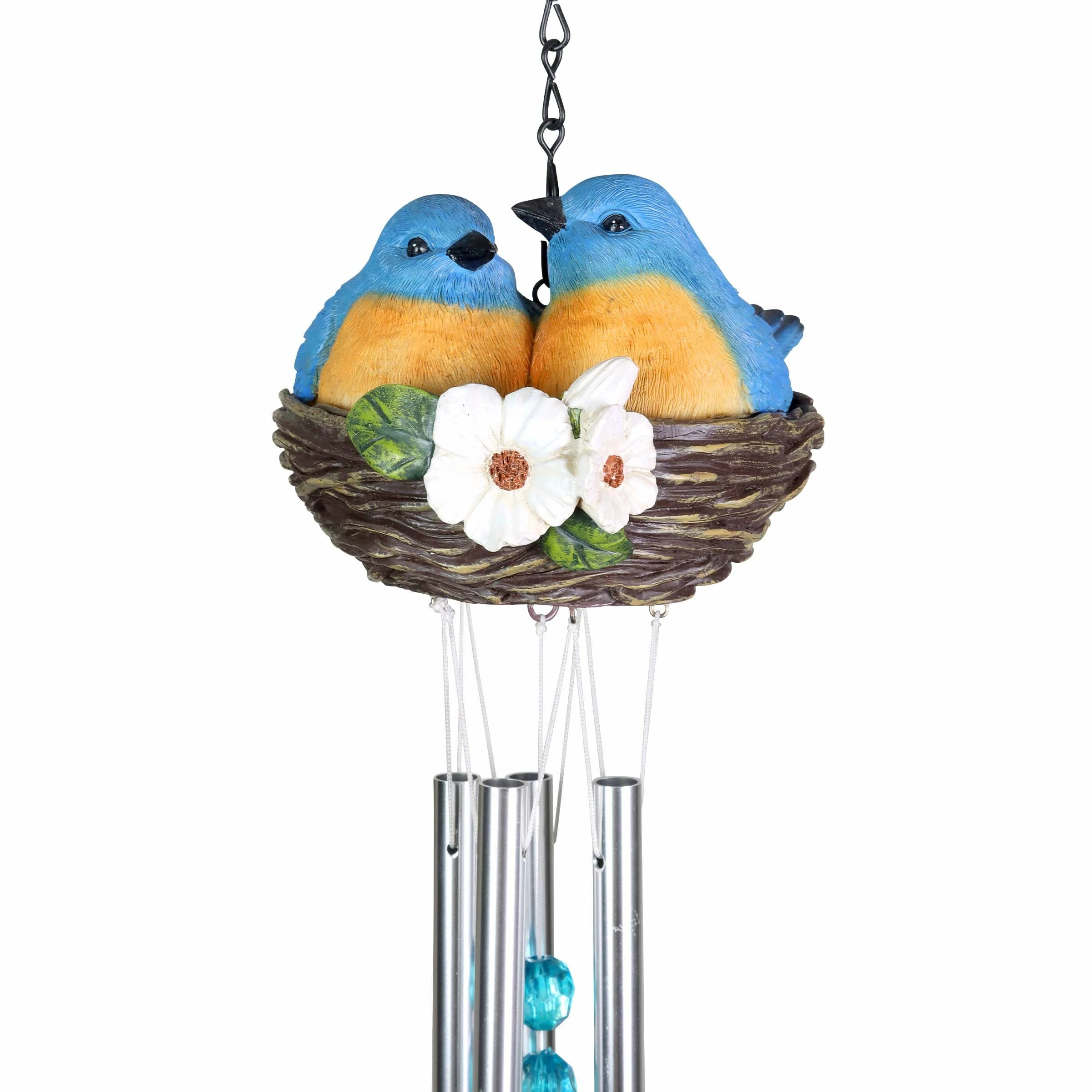 Best reviews of π Top 10 π€© Exhart Nesting Blue Birds With Flowers Hand Painted Resin Hanging Wind Chime, 6 By 28 Inches β¨ π€© - Image 6