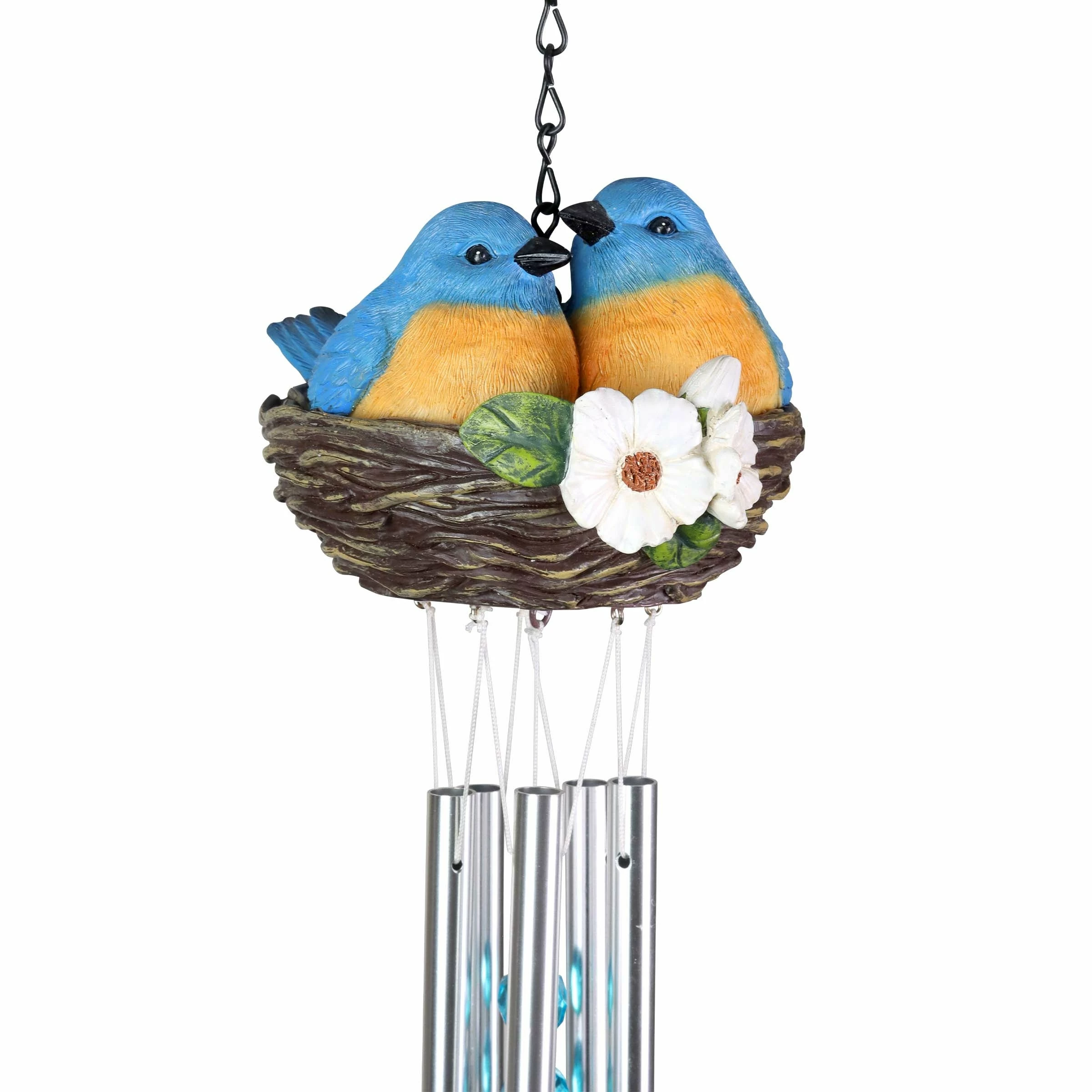 Best reviews of π Top 10 π€© Exhart Nesting Blue Birds With Flowers Hand Painted Resin Hanging Wind Chime, 6 By 28 Inches β¨ π€© - Image 7