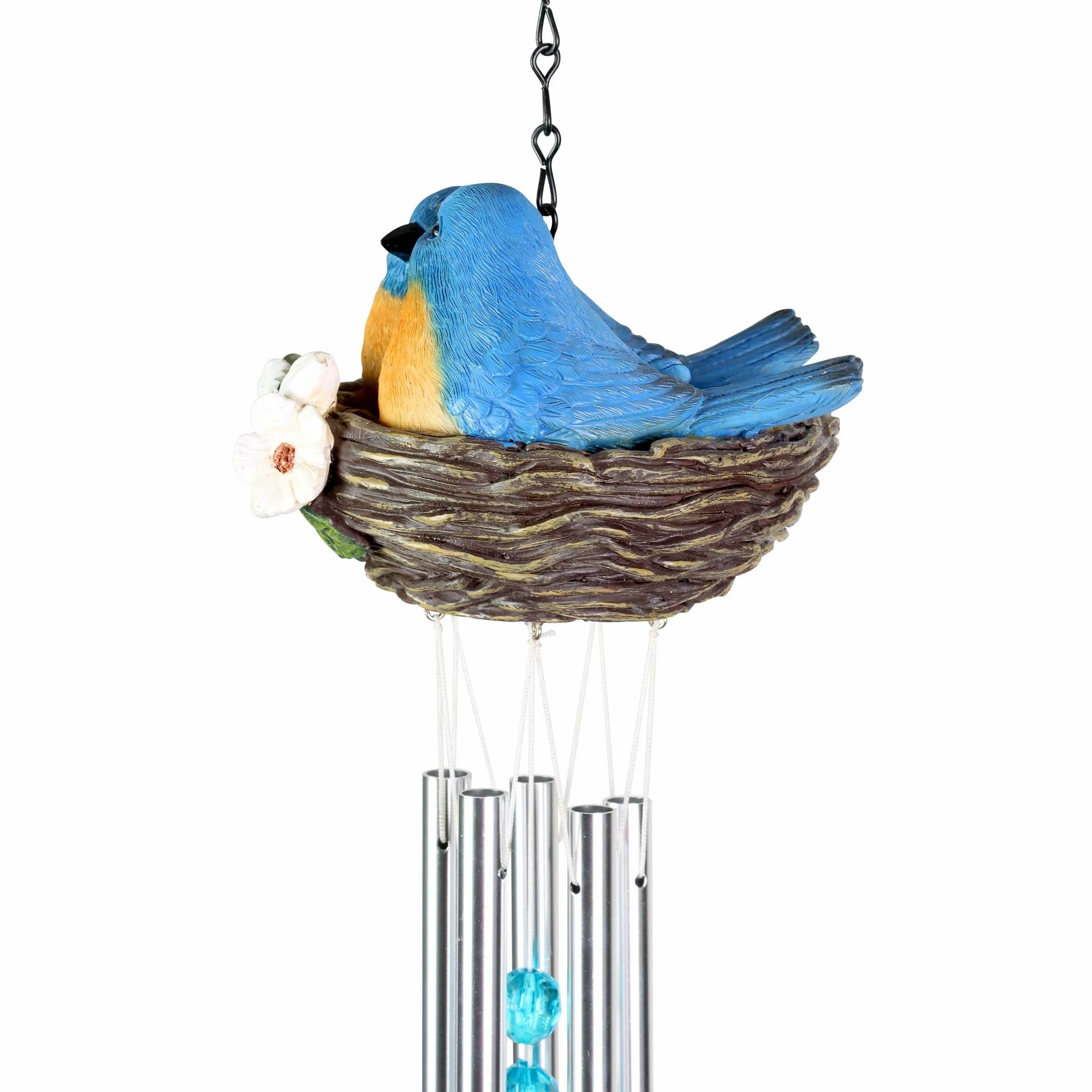 Best reviews of π Top 10 π€© Exhart Nesting Blue Birds With Flowers Hand Painted Resin Hanging Wind Chime, 6 By 28 Inches β¨ π€© - Image 8