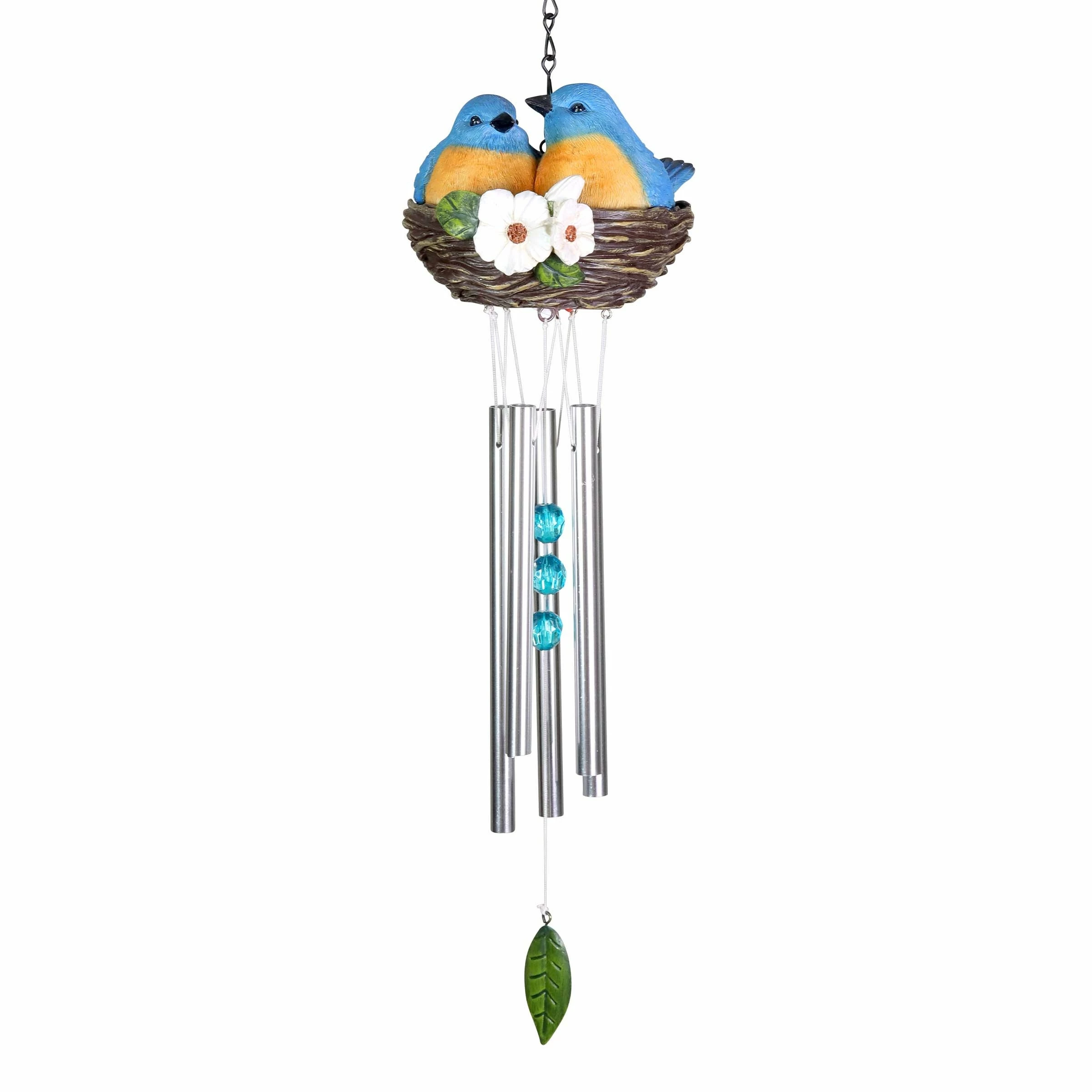 Best reviews of π Top 10 π€© Exhart Nesting Blue Birds With Flowers Hand Painted Resin Hanging Wind Chime, 6 By 28 Inches β¨ π€©
