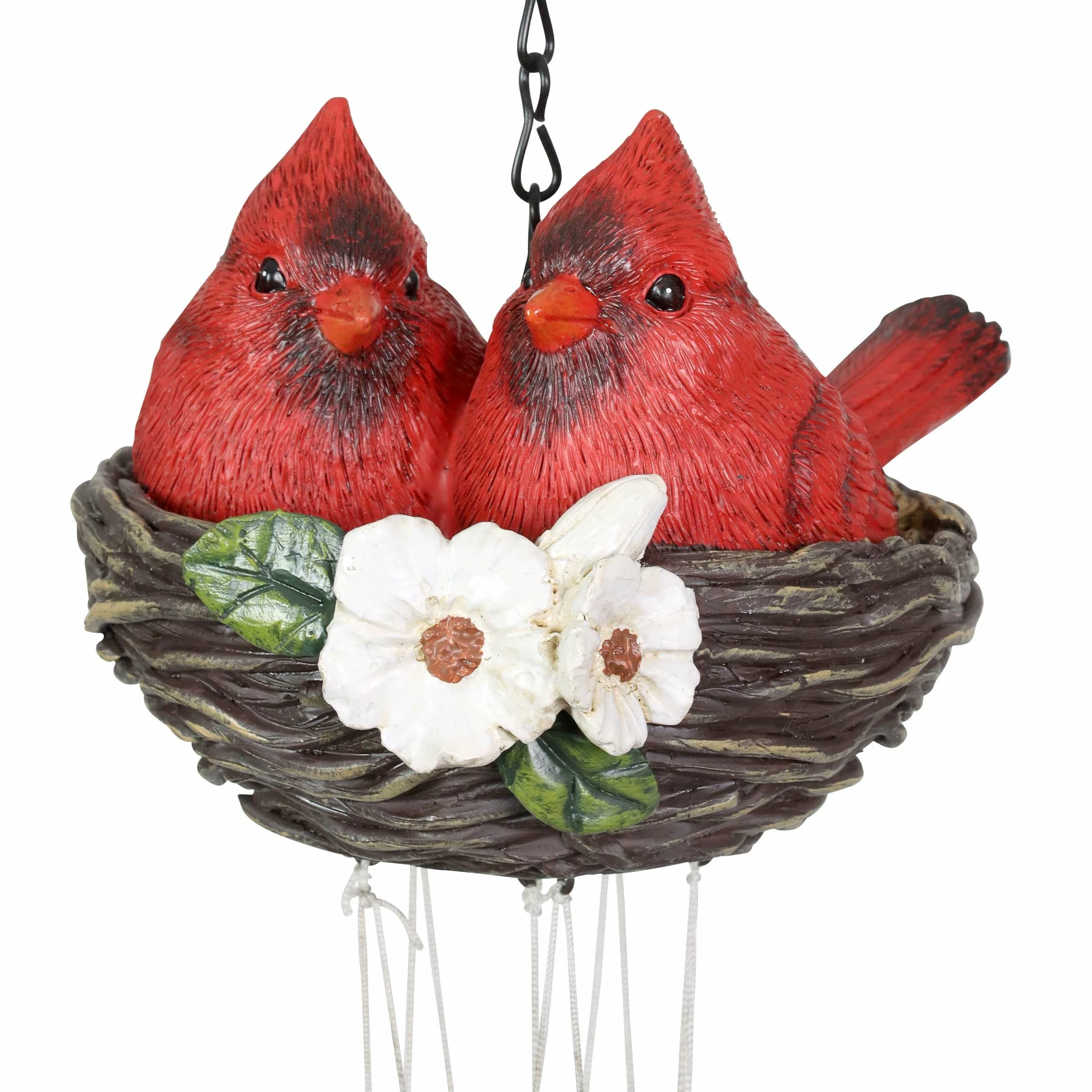 Cheap π Best Sale π Exhart Nesting Cardinals With Flowers Hand Painted Resin Hanging Wind Chime, 6 By 28 Inches β π - Image 4