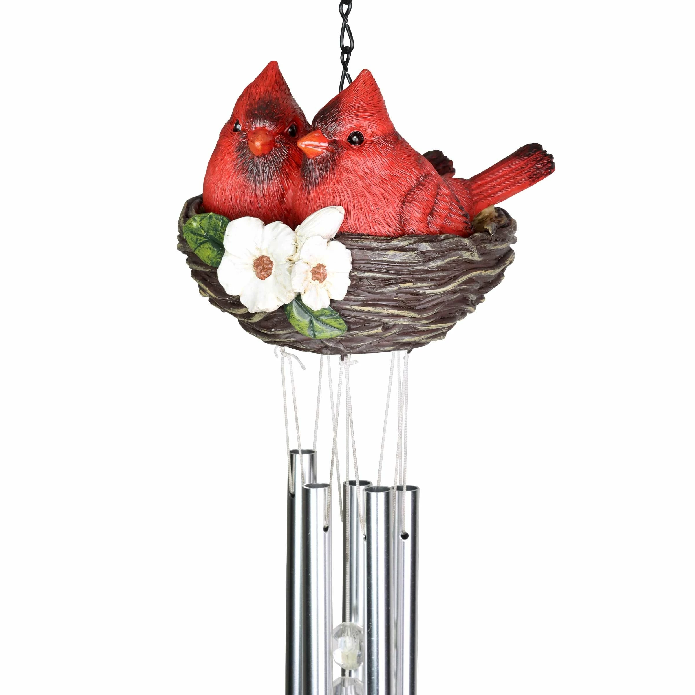 Cheap π Best Sale π Exhart Nesting Cardinals With Flowers Hand Painted Resin Hanging Wind Chime, 6 By 28 Inches β π - Image 7