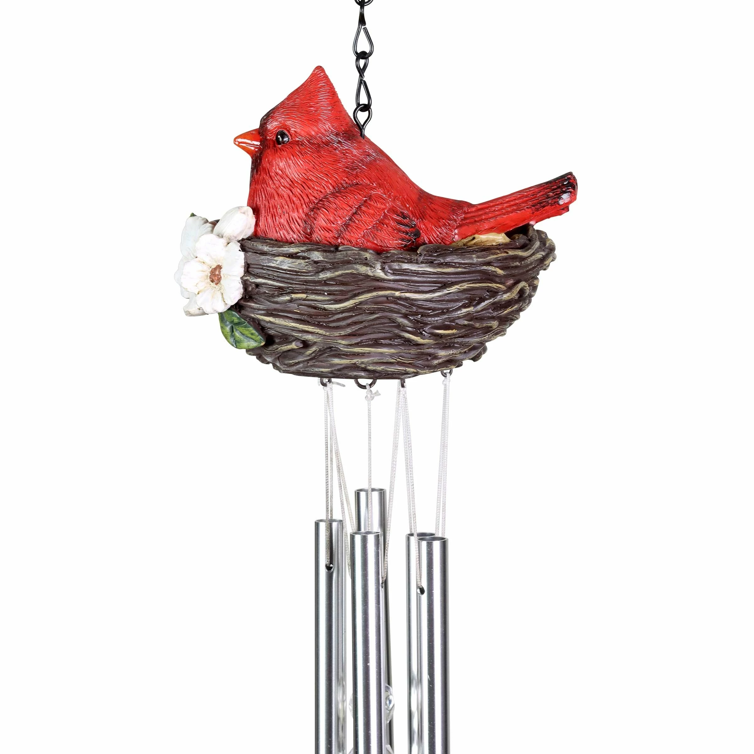 Cheap π Best Sale π Exhart Nesting Cardinals With Flowers Hand Painted Resin Hanging Wind Chime, 6 By 28 Inches β π - Image 8