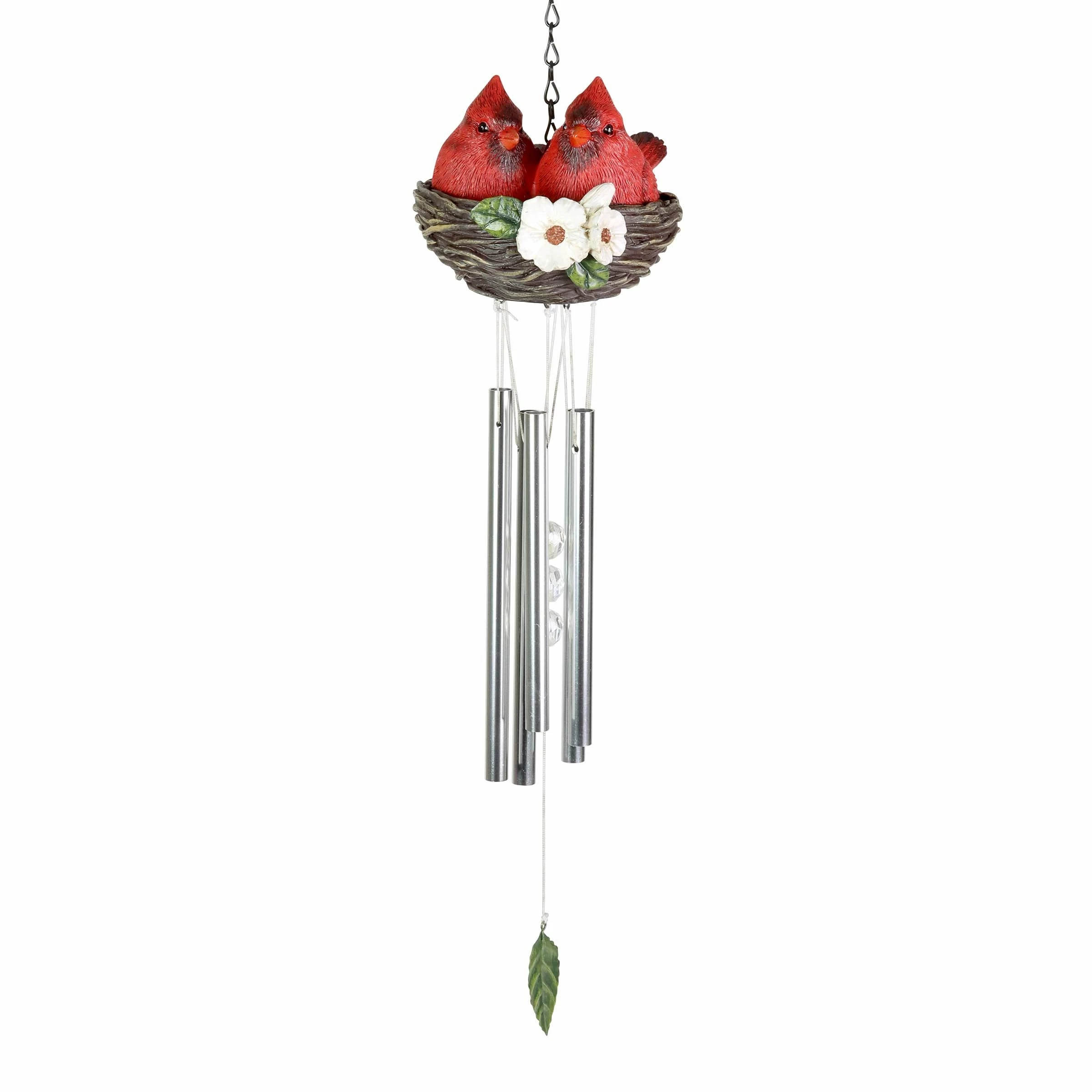 Cheap π Best Sale π Exhart Nesting Cardinals With Flowers Hand Painted Resin Hanging Wind Chime, 6 By 28 Inches β π