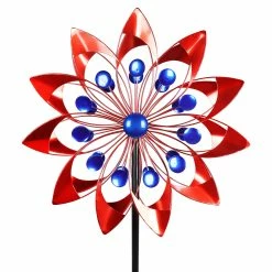 Deals 🎉 Cheap 🌟 Exhart Patriotic Double Windmill Kinetic Metal Spinner Stake, 18 By 71 Inches 🥰 🌟