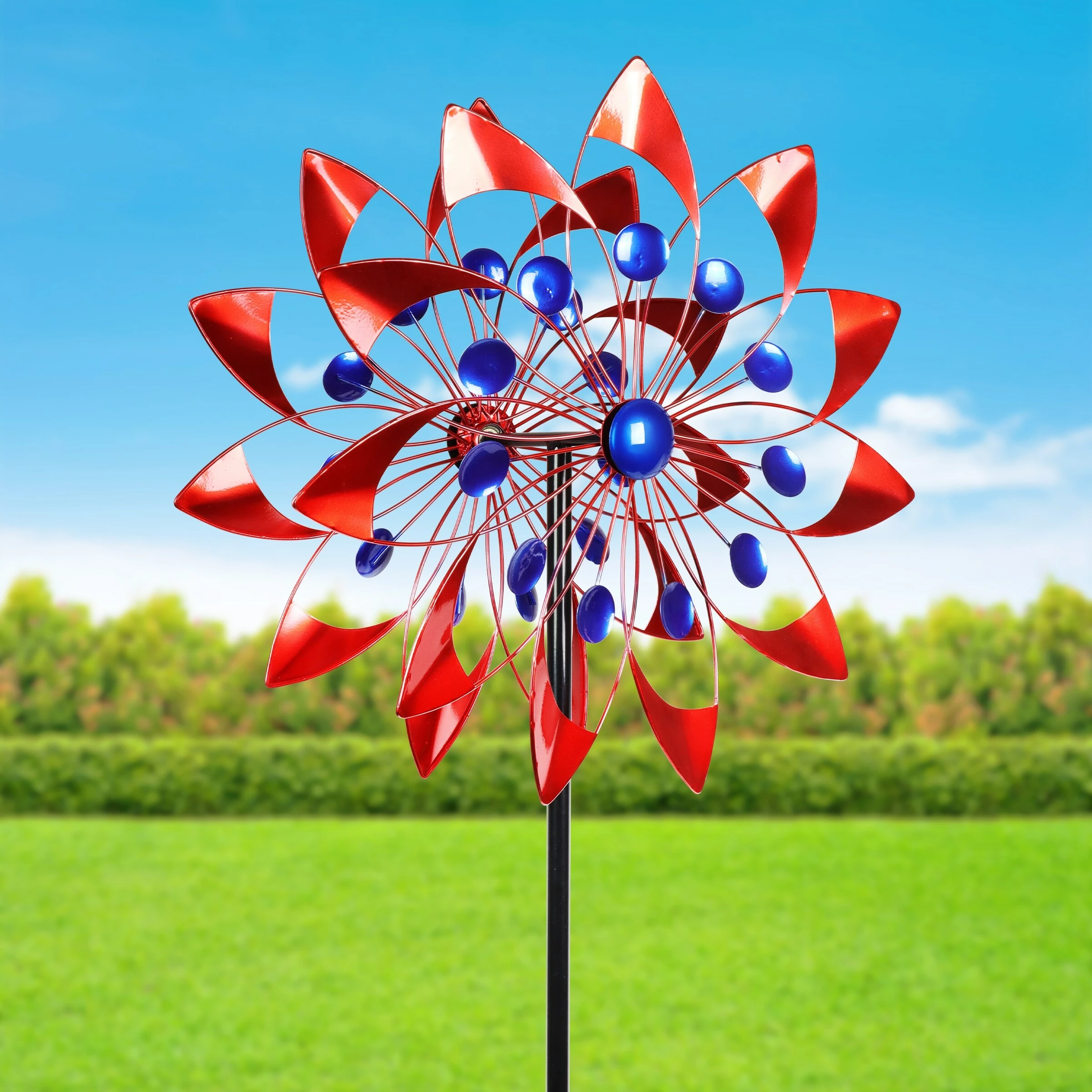 Deals π Cheap π Exhart Patriotic Double Windmill Kinetic Metal Spinner Stake, 18 By 71 Inches π₯° π - Image 8