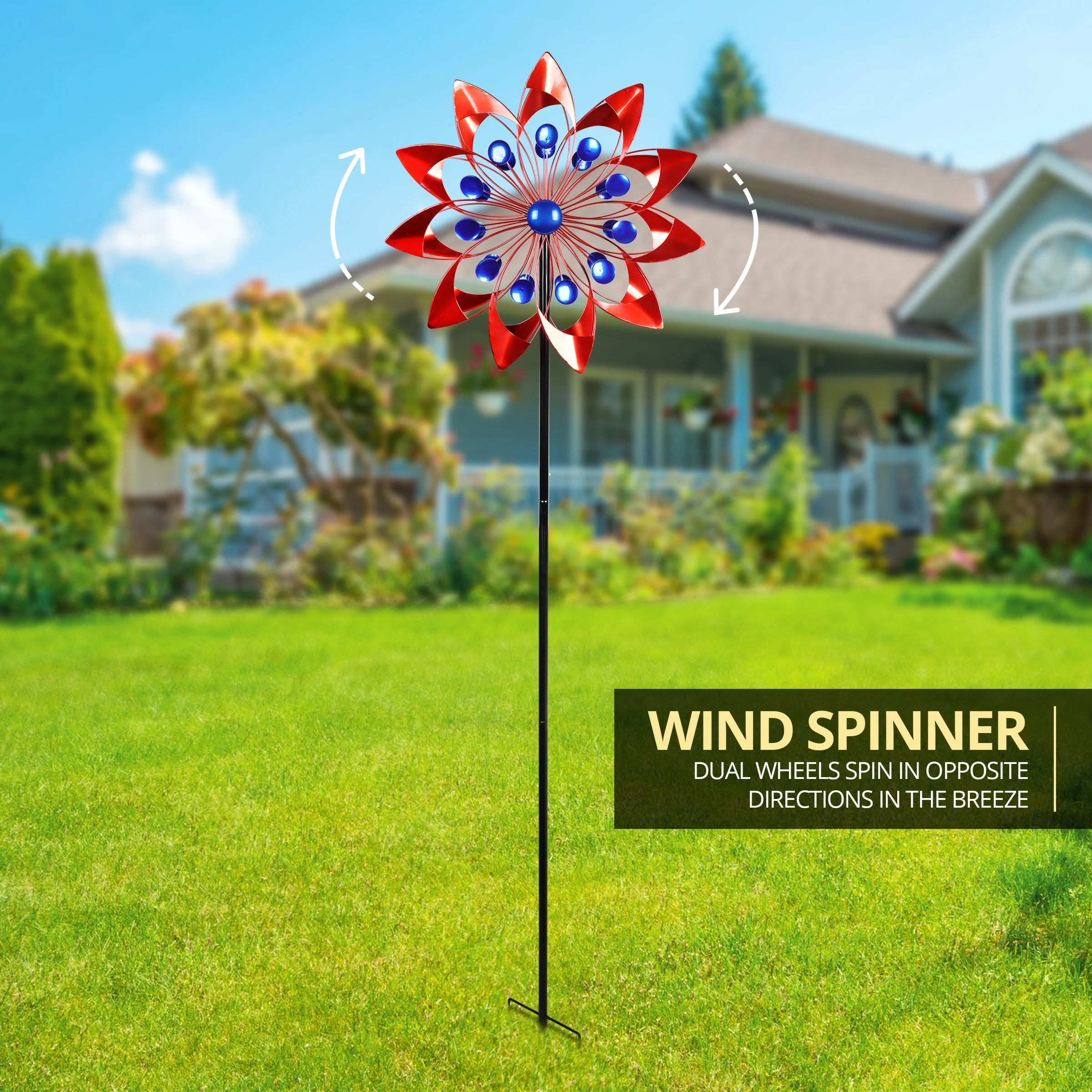 Deals π Cheap π Exhart Patriotic Double Windmill Kinetic Metal Spinner Stake, 18 By 71 Inches π₯° π - Image 9