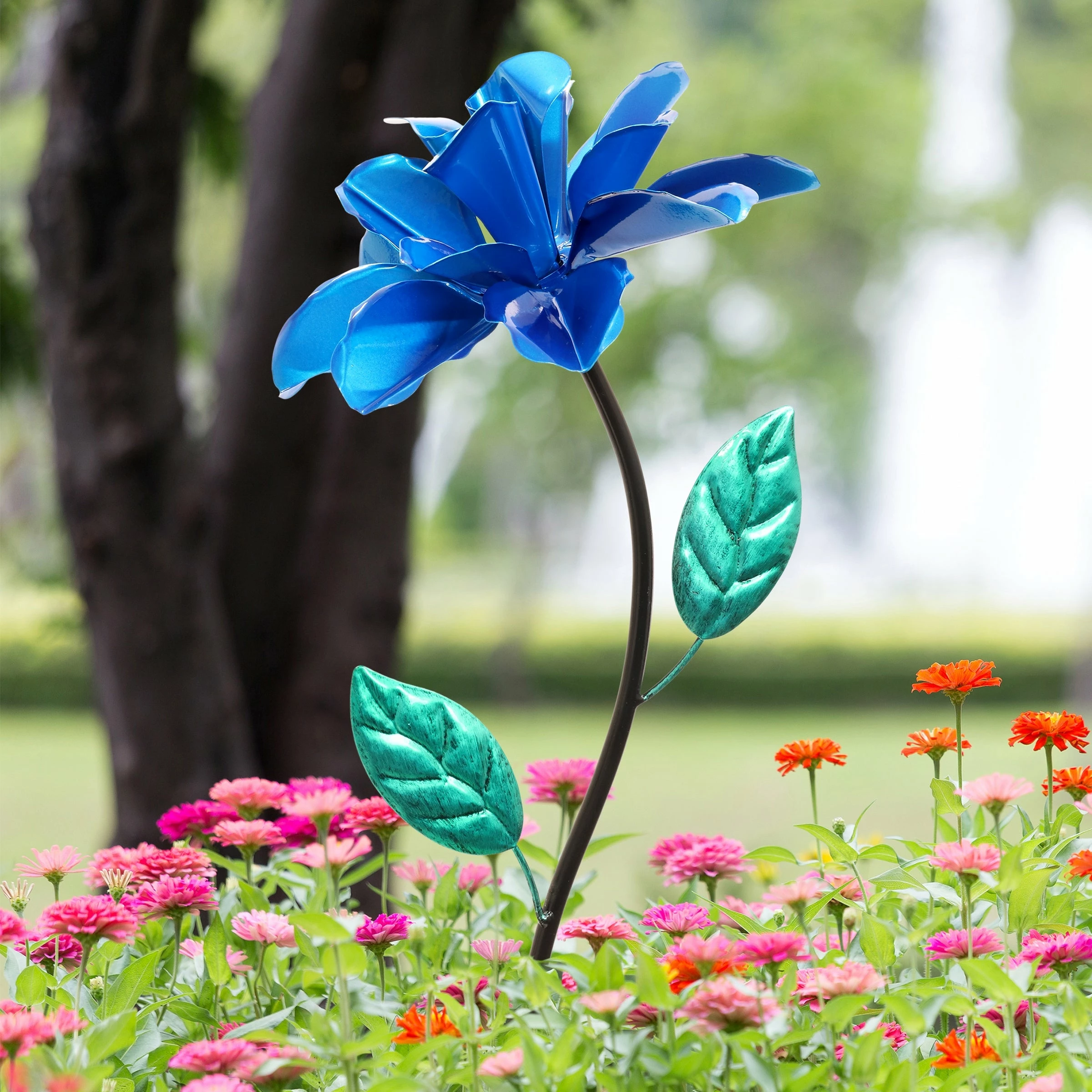 Best deal π Budget π₯° Exhart Rose Flower Wind Spinner Garden Stake, Hand Painted Metallic, 8 By 39 Inches Blue β¨ π - Image 2
