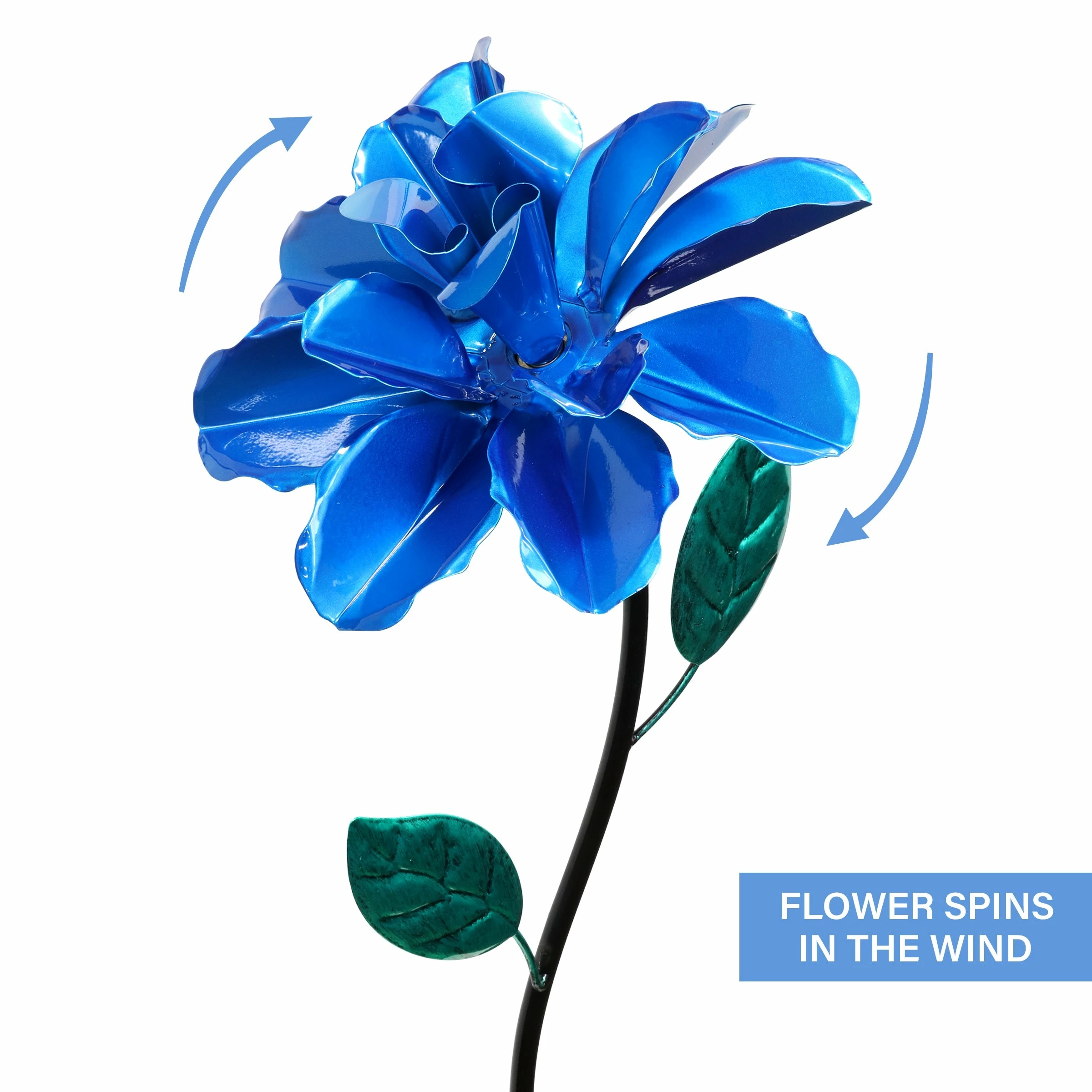 Best deal π Budget π₯° Exhart Rose Flower Wind Spinner Garden Stake, Hand Painted Metallic, 8 By 39 Inches Blue β¨ π - Image 4